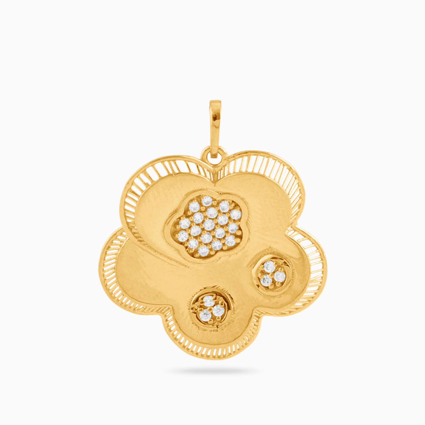 Flower Cubic Zirconia Necklace in 21K Gold