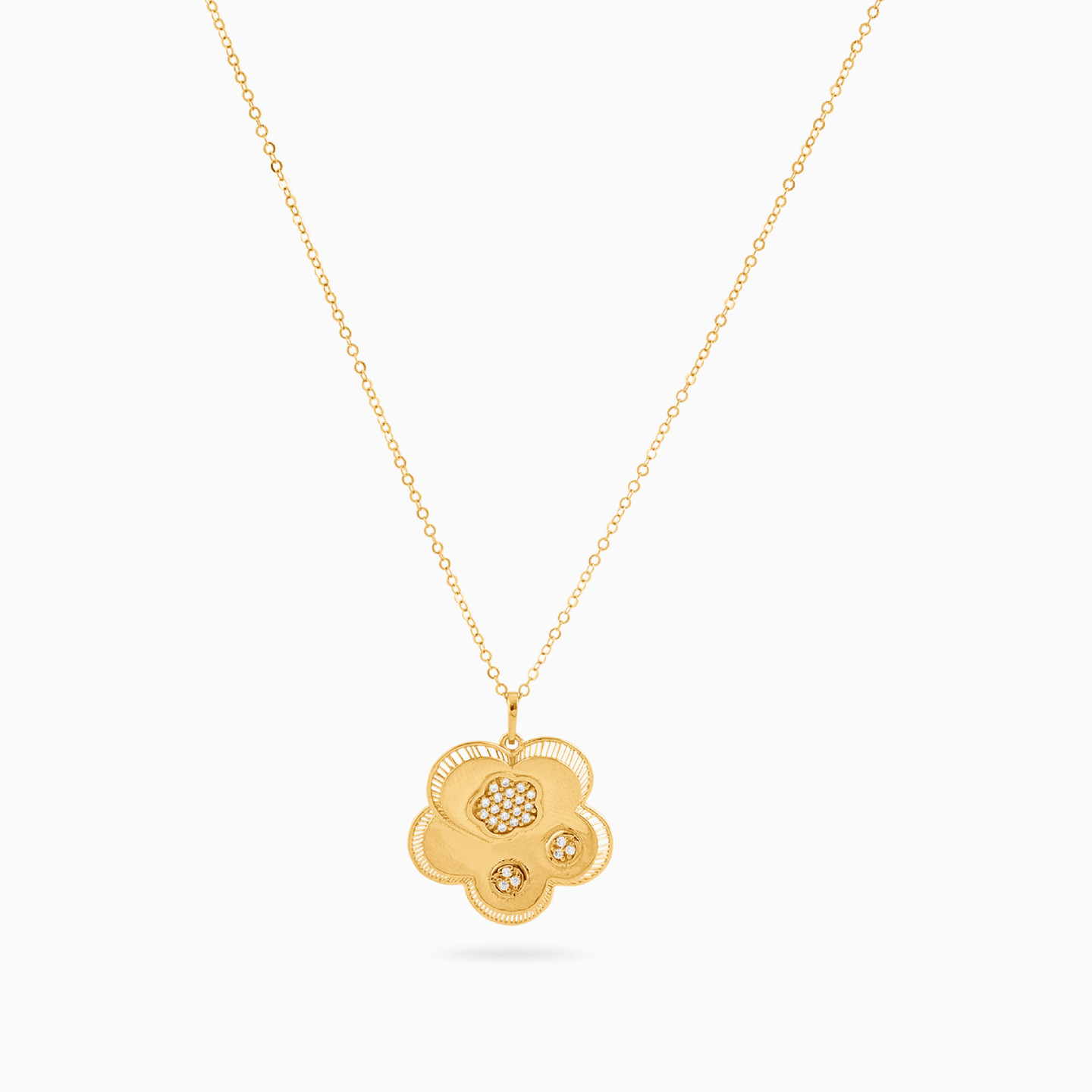 21K Gold Cubic Zirconia Pendant Necklace - 3