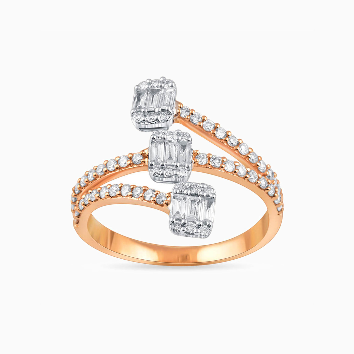 Square Diamond Two headed Ring in 18K Gold - 2 Square Diamond Two headed Ring in 18K Gold - 2