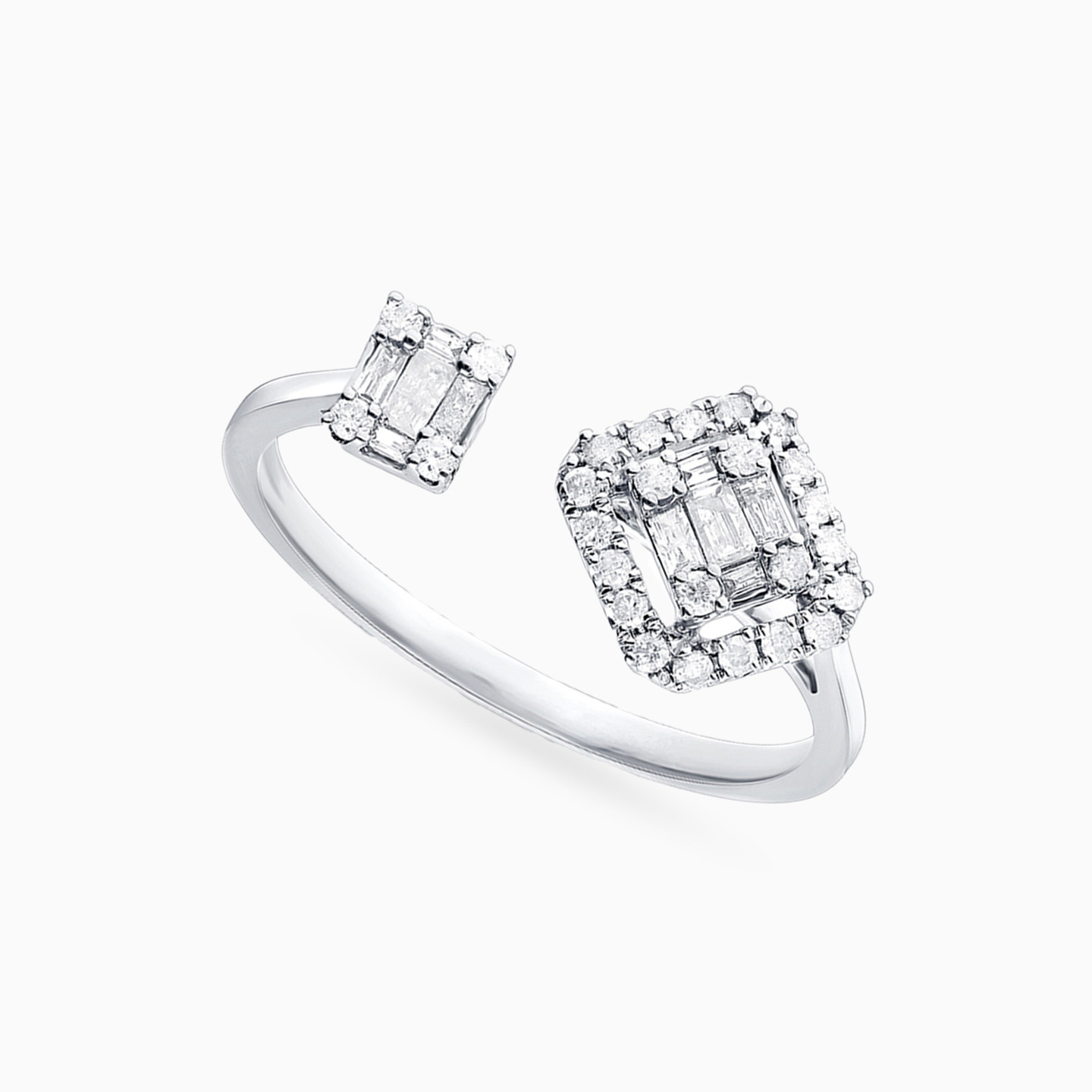 Square Diamond Two headed Ring in 18K Gold - 3 Square Diamond Two headed Ring in 18K Gold - 3