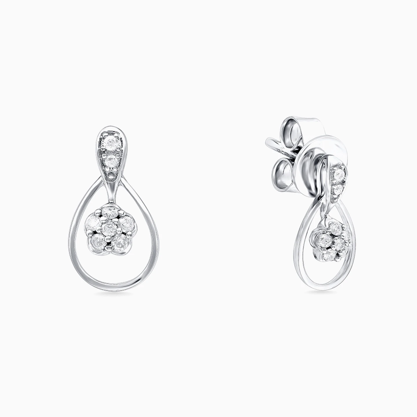 Pear Diamond Drop Earrings in 18K Gold - 2 Pear Diamond Drop Earrings in 18K Gold - 2