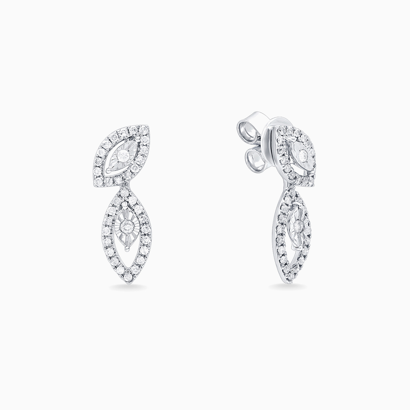 Marquise Diamond Drop Earrings in 18K Gold - 2 Marquise Diamond Drop Earrings in 18K Gold - 2