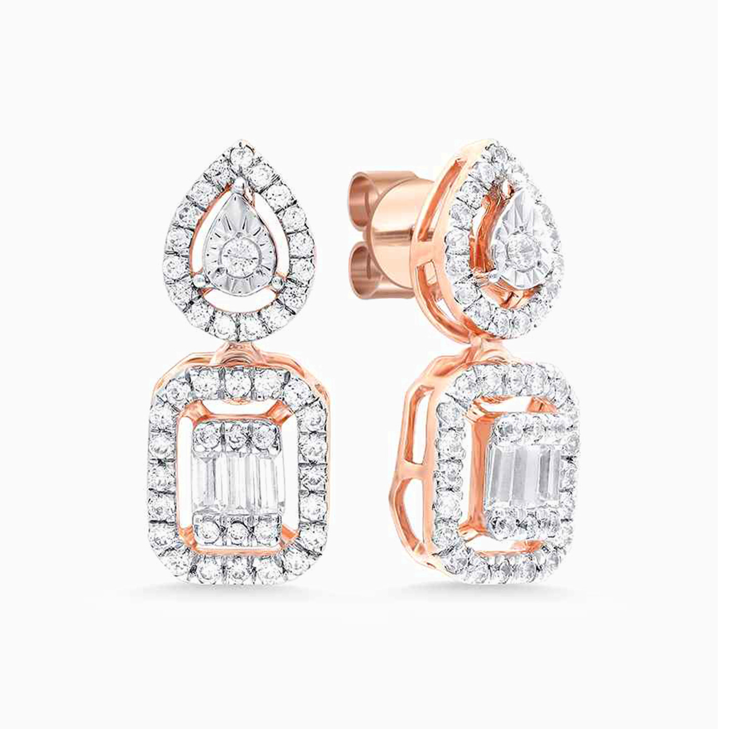 Multishaped Diamond Drop Earrings in 18K Gold - 2 Multishaped Diamond Drop Earrings in 18K Gold - 2