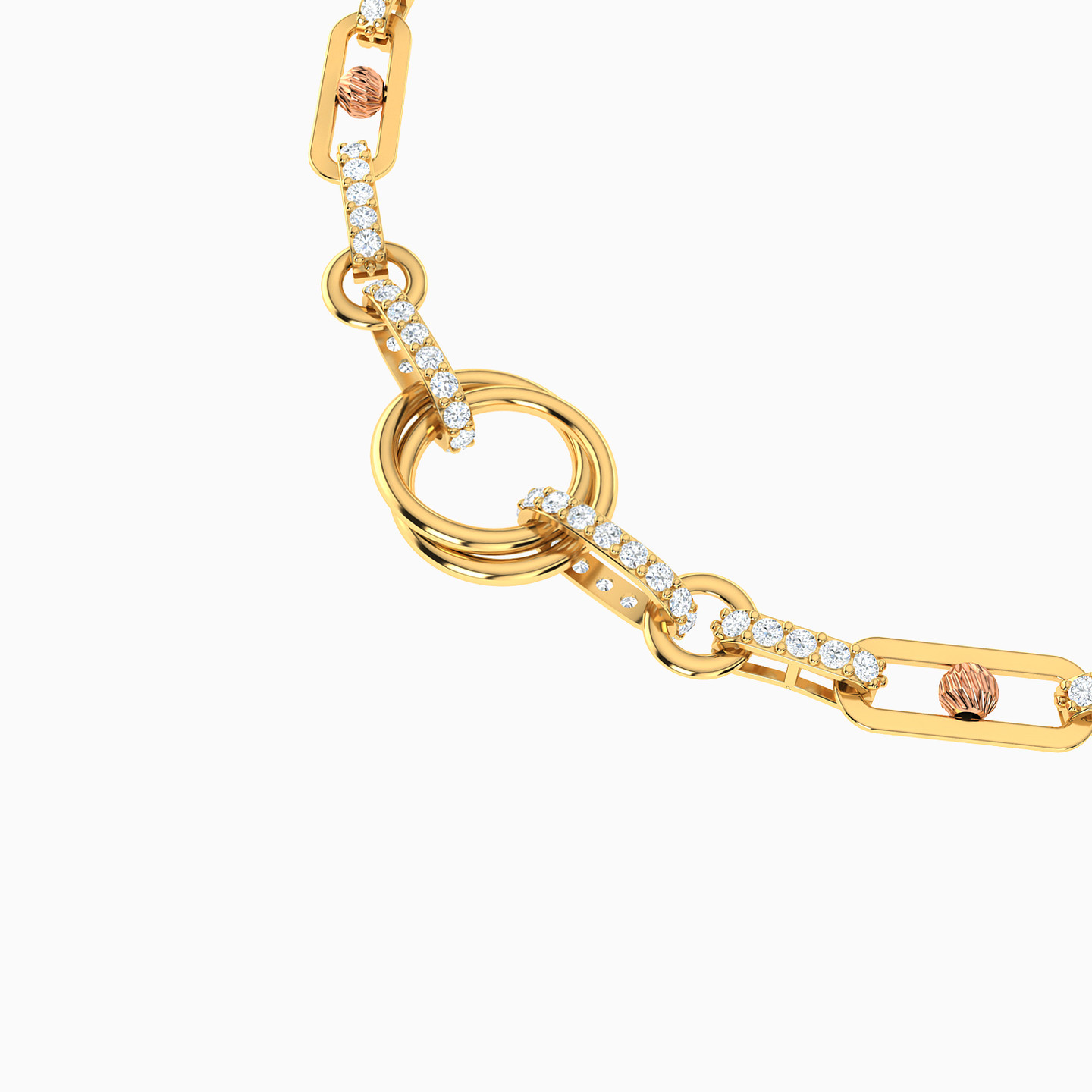 أسورة بسلسلة ذهب حلقات عيار 21 قيراط مزينة بأحجار الزركون - 3 أسورة بسلسلة ذهب حلقات عيار 21 قيراط مزينة بأحجار الزركون - 3