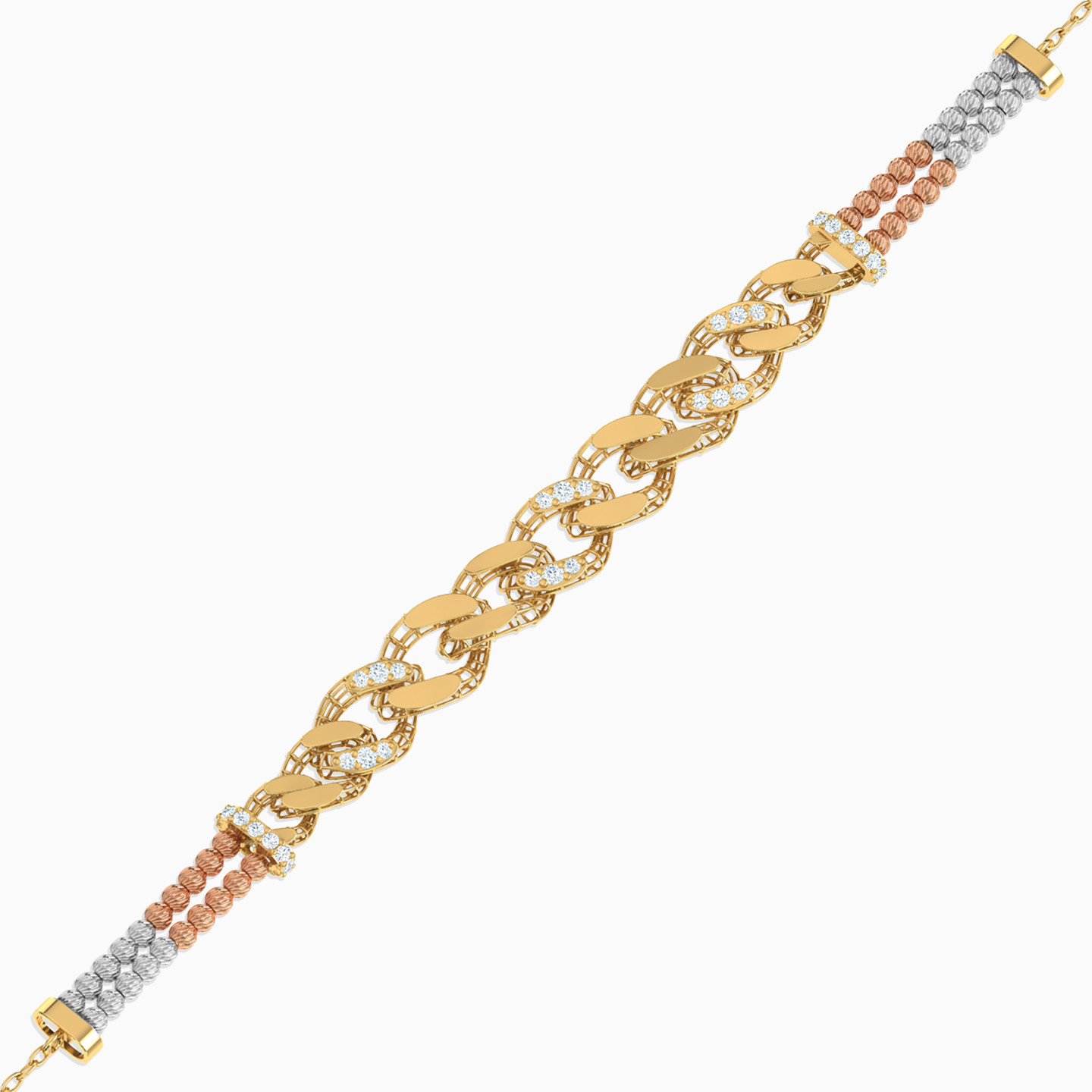 21K Gold Cubic Zirconia Chain Bracelet - 3