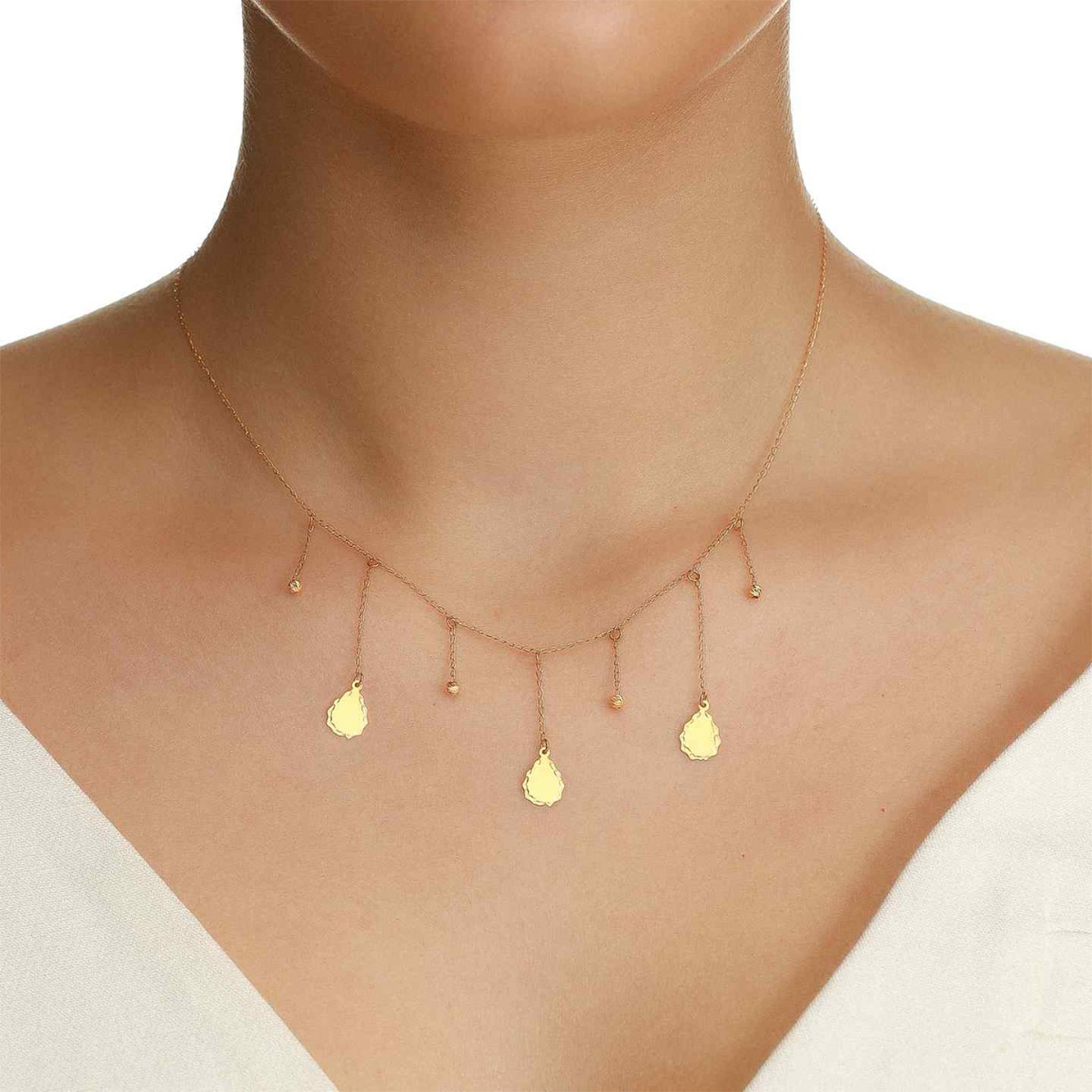 Pear Chain Necklace in 18K Gold - 5 Pear Chain Necklace in 18K Gold - 5