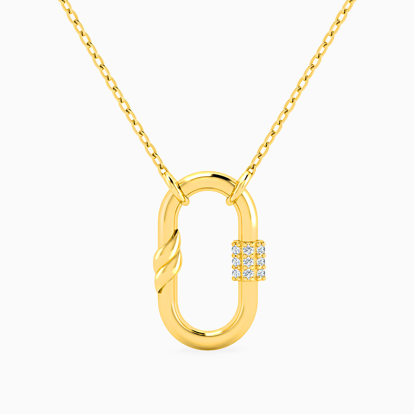 Oval Diamonds Necklace In 18K Gold