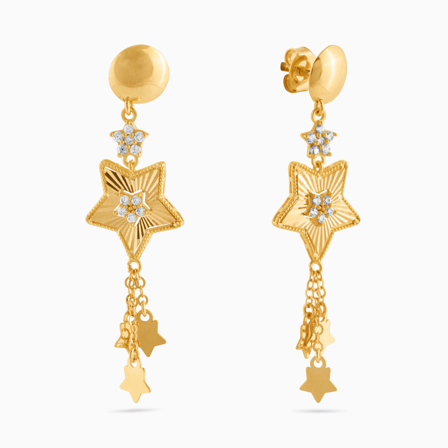 18K Gold Cubic Zirconia Drop Earrings - 2