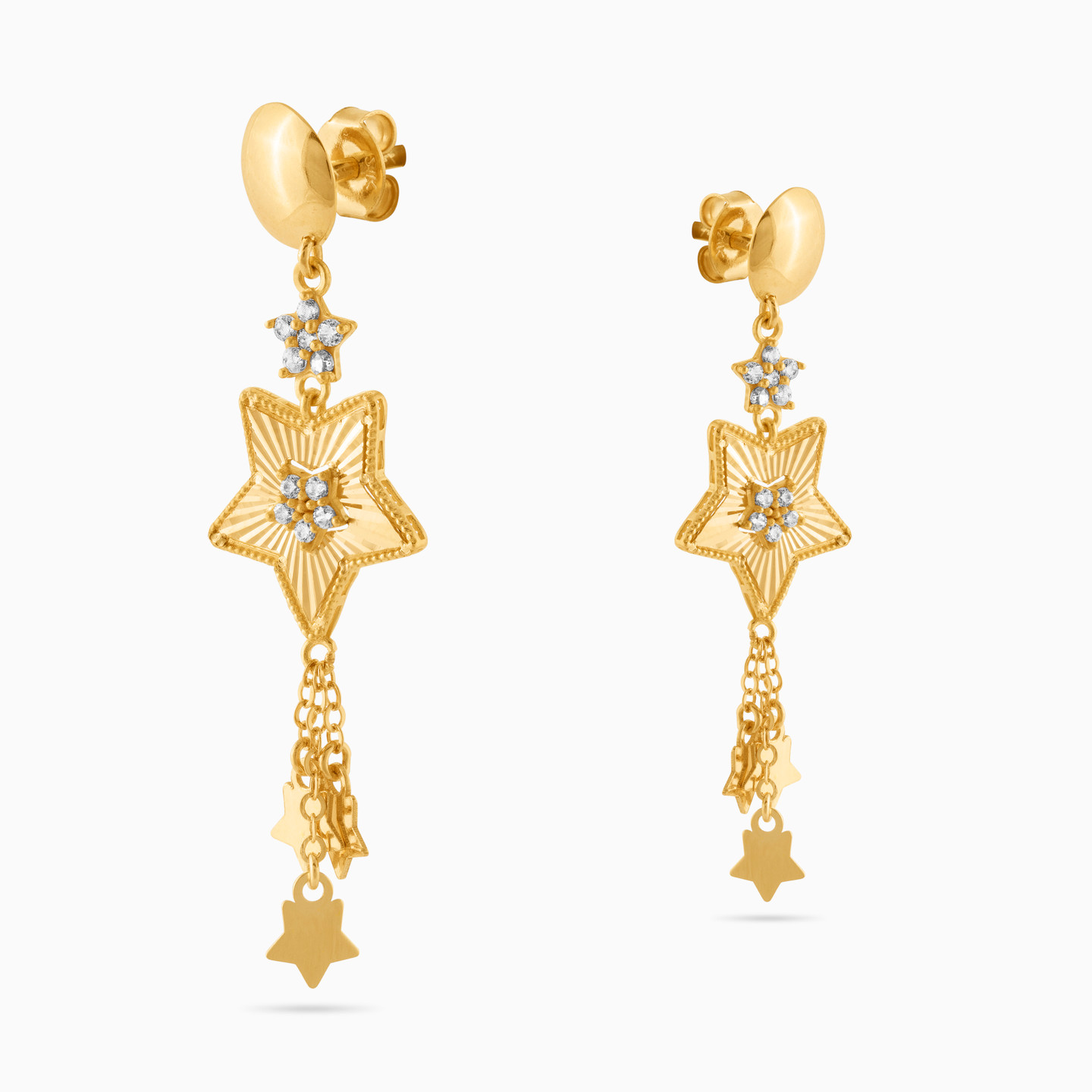 18K Gold Cubic Zirconia Drop Earrings - 3
