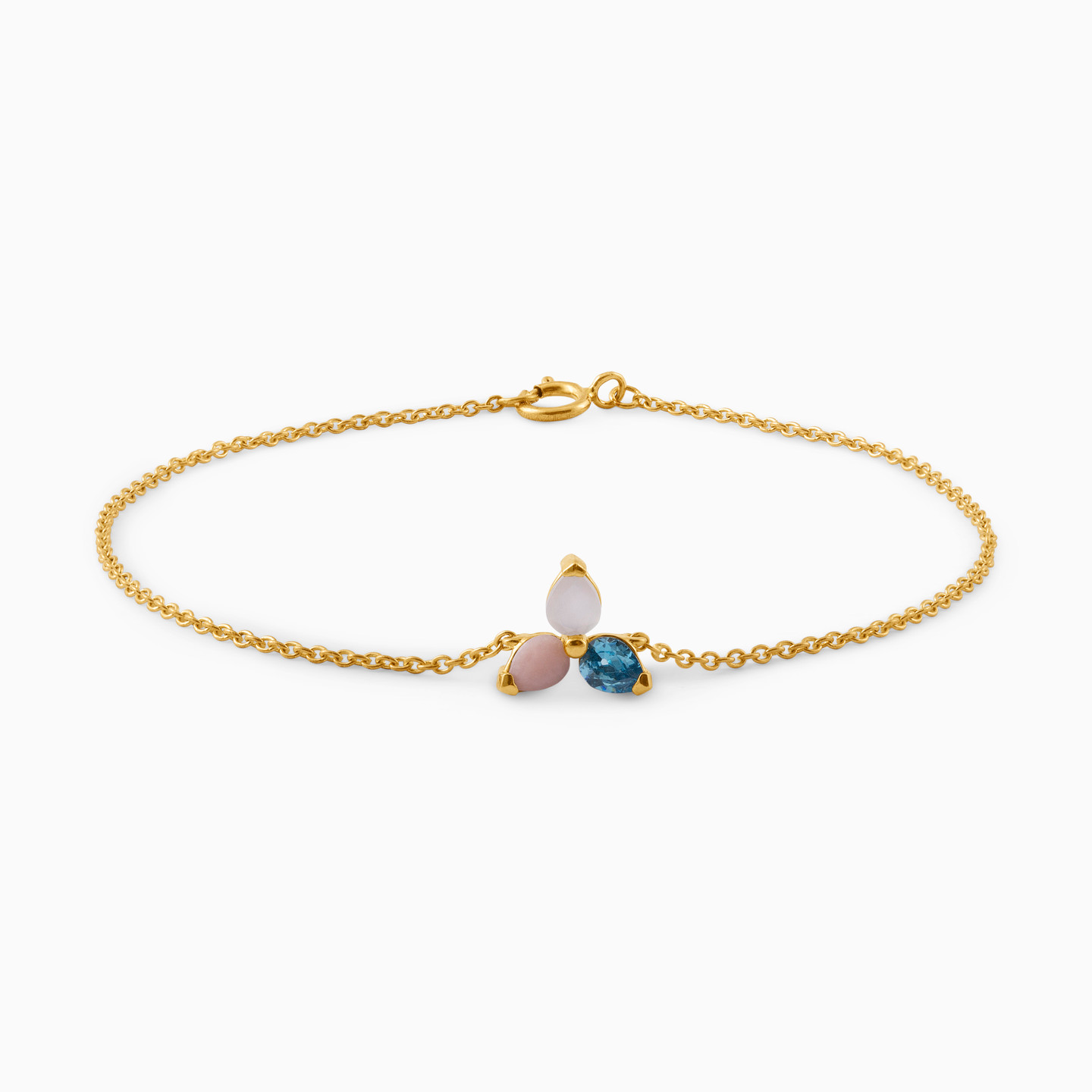 21K Gold Colored Stones Chain Bracelet