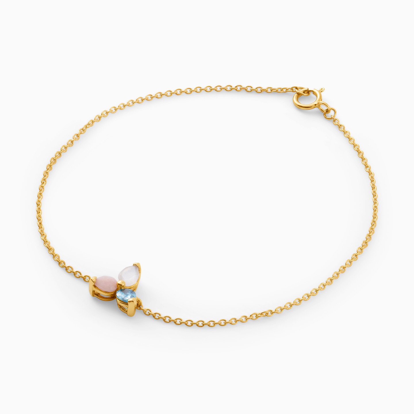 21K Gold Colored Stones Chain Bracelet - 2