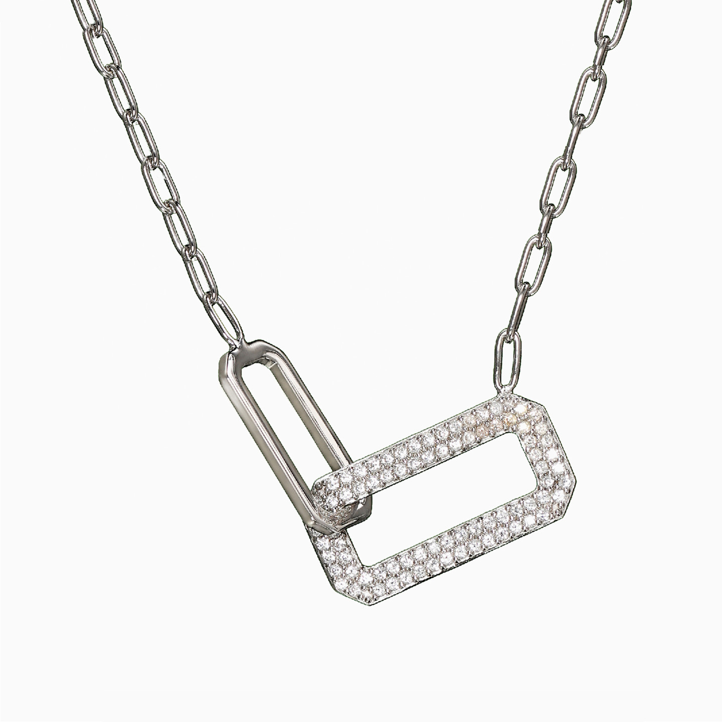 Rectangle Cubic Zirconia Sterling Silver Necklace Rectangle Cubic Zirconia Sterling Silver Necklace