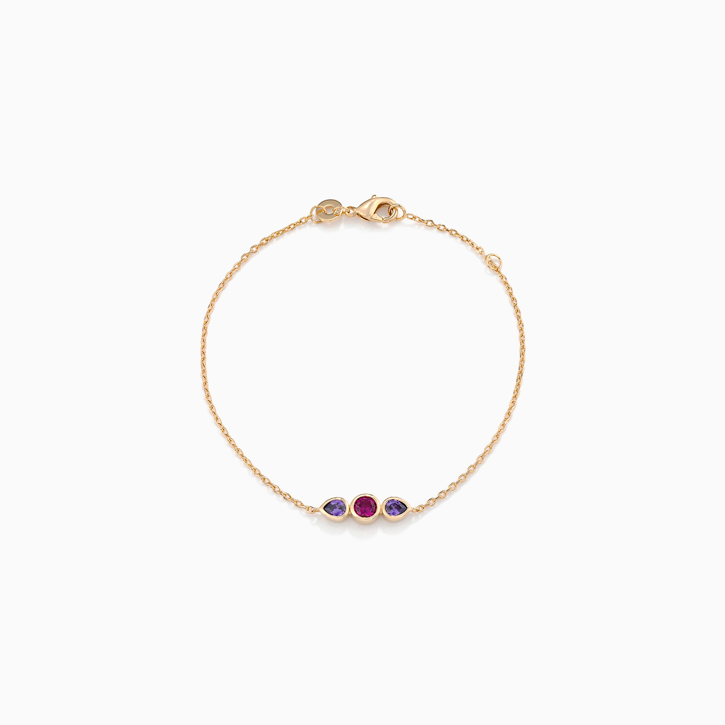 Gold Plated Colored Stones Chain Bracelet