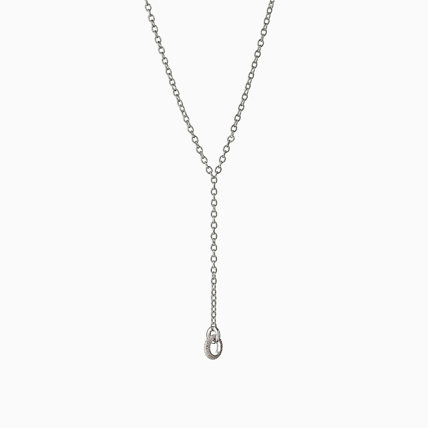 Circle Cubic Zirconia Sterling Silver Necklace - 2 Circle Cubic Zirconia Sterling Silver Necklace - 2