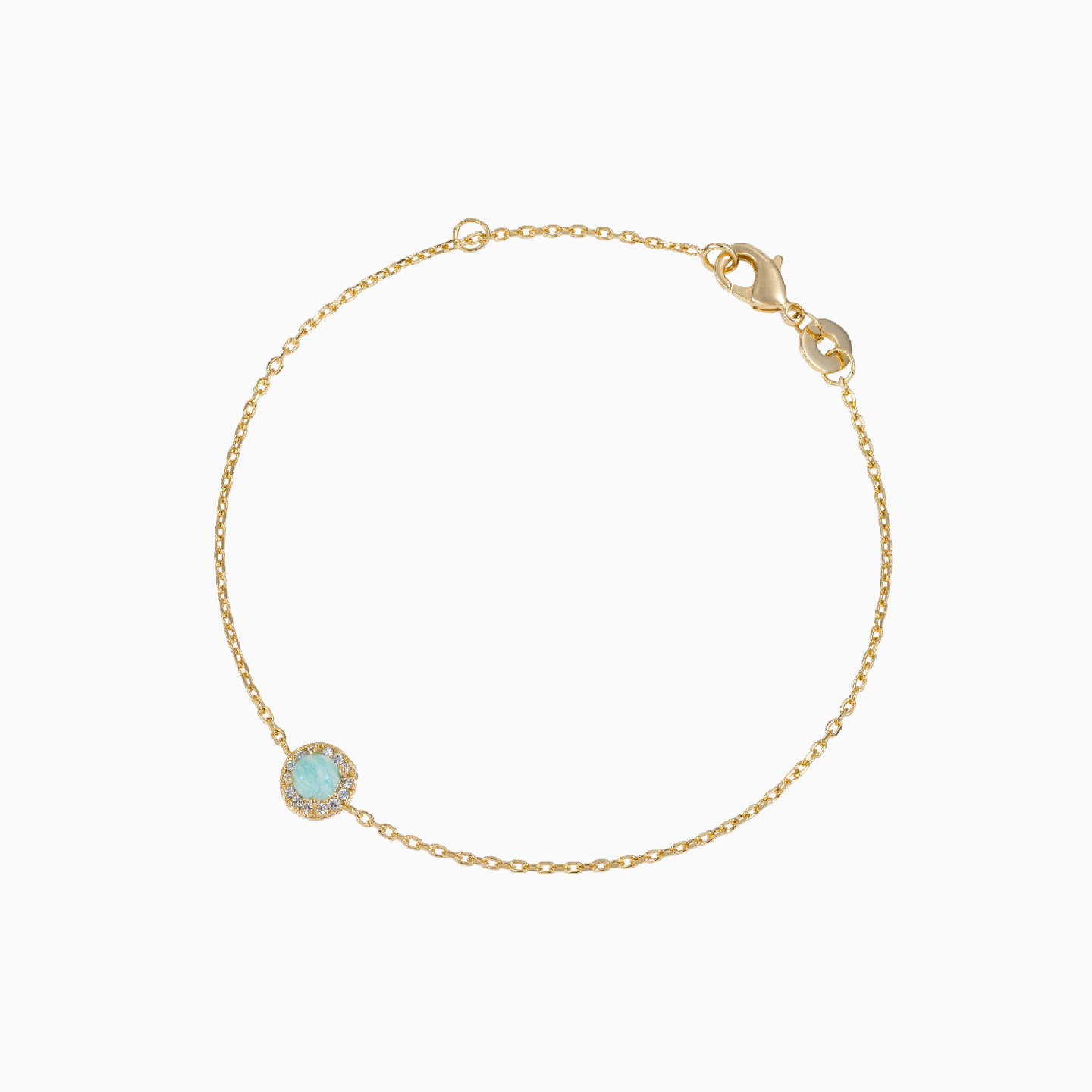 Gold Plated Colored Stones Chain Bracelet - 2