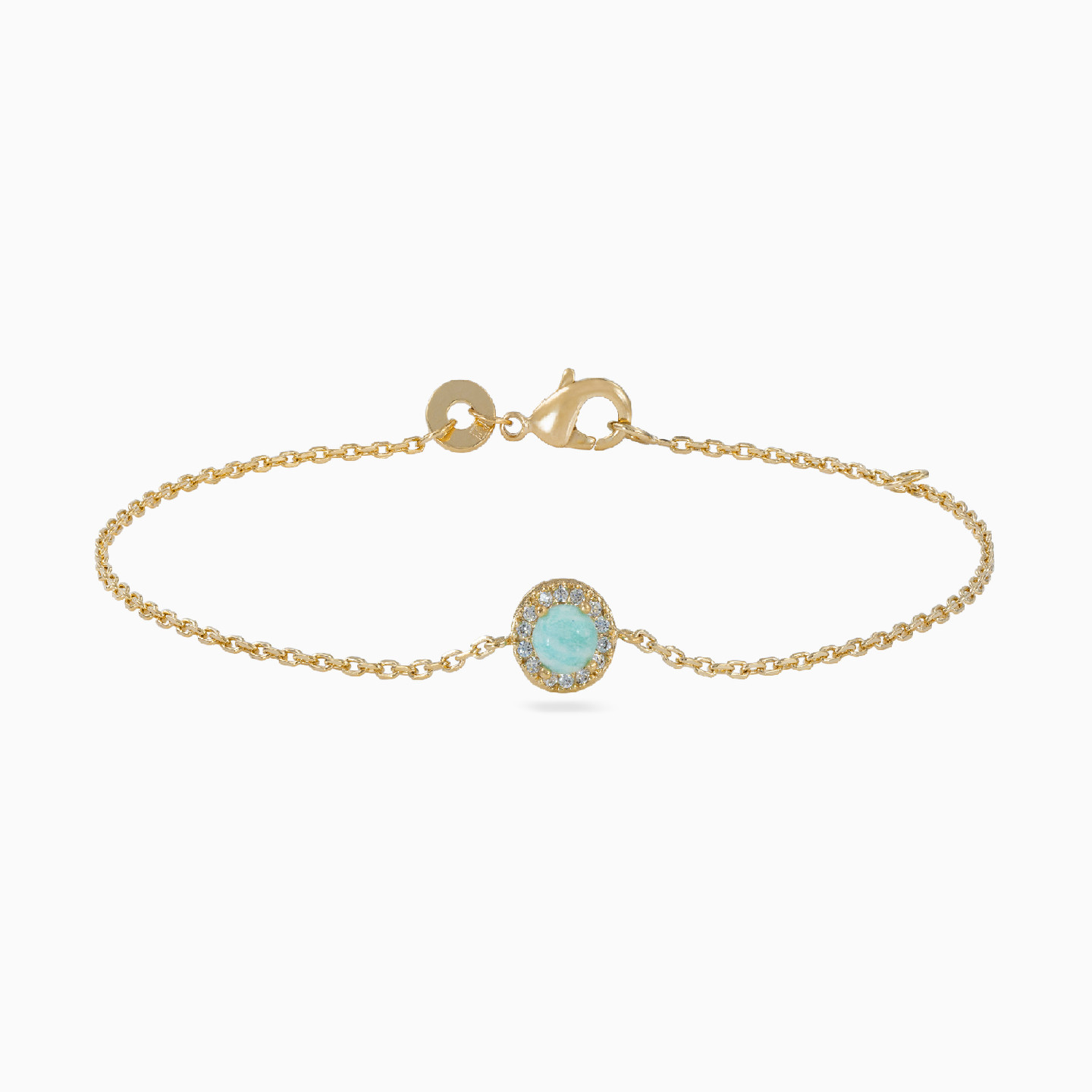 Gold Plated Colored Stones Chain Bracelet