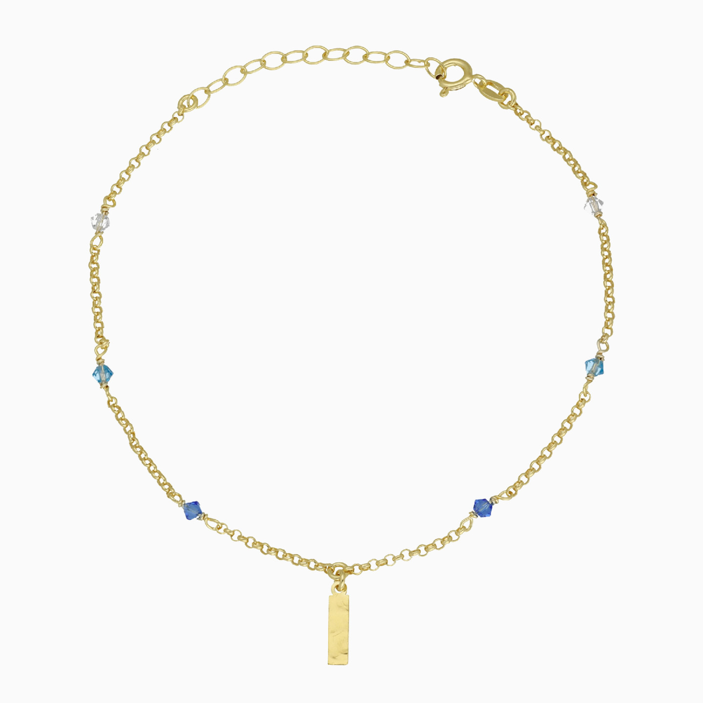 Gold Plated Colored Stones Chain Anklet