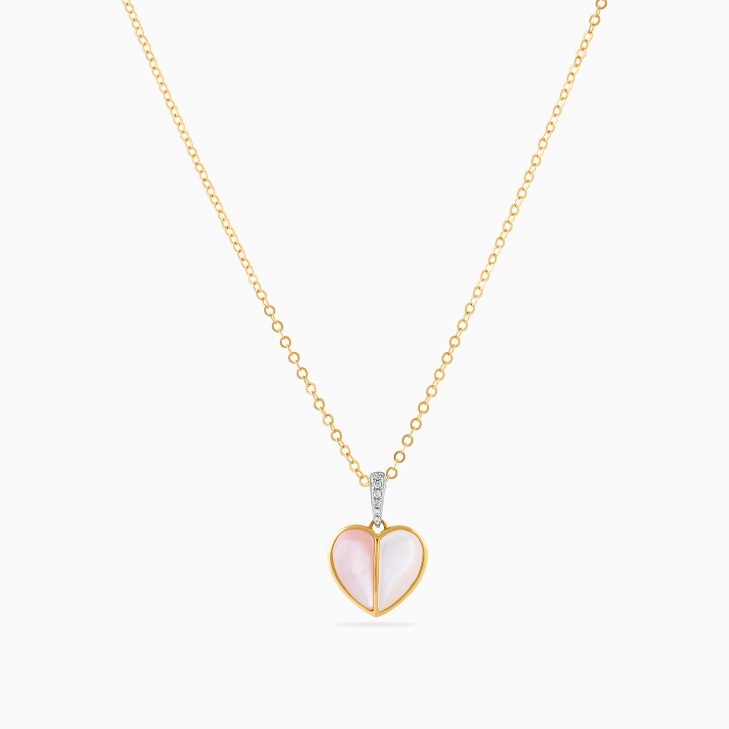Heart Diamond & Rose Stone Necklace in 18K Gold - 3 Heart Diamond & Rose Stone Necklace in 18K Gold - 3