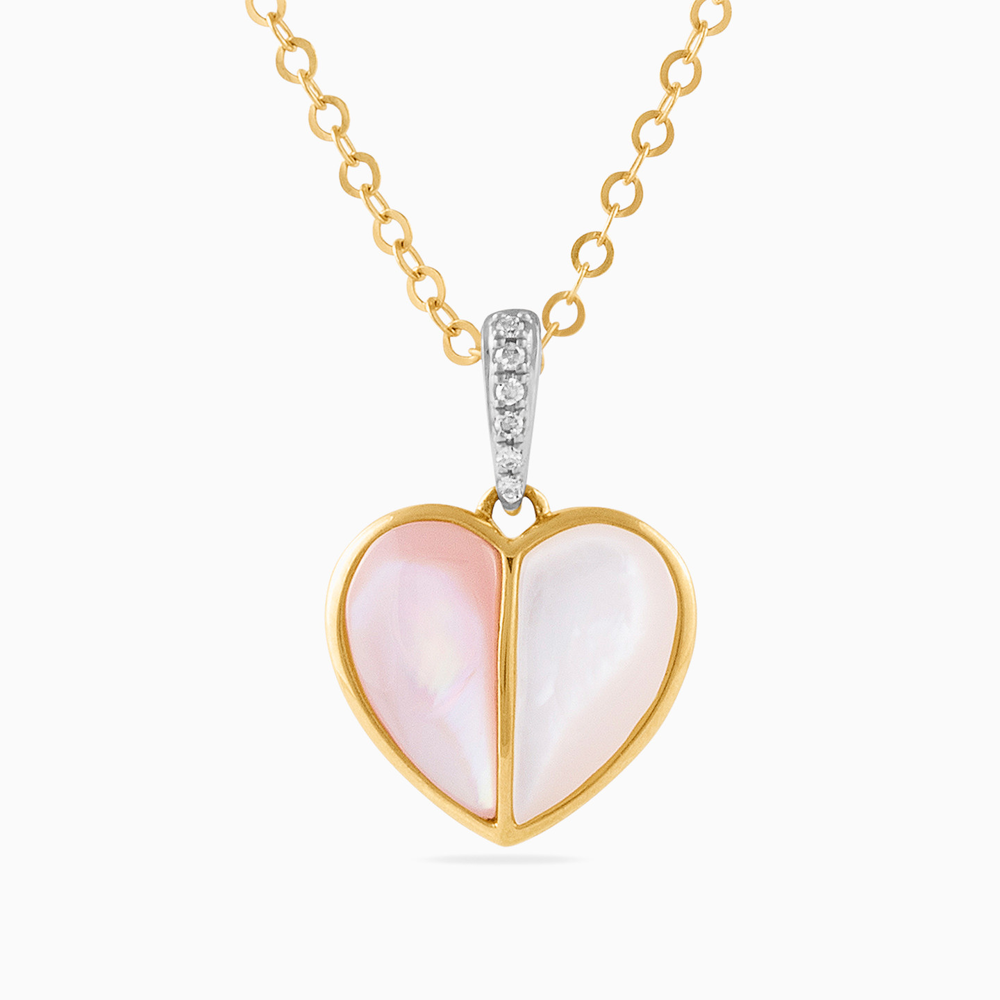 Heart Diamond & Rose Stone Necklace in 18K Gold Heart Diamond & Rose Stone Necklace in 18K Gold