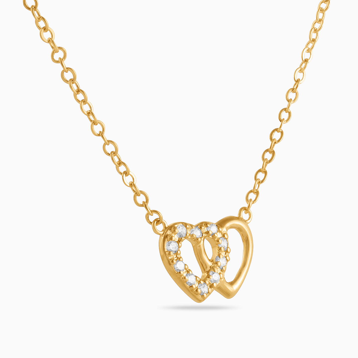 Heart Cubic Zirconia Gold Plated Necklace - 2 Heart Cubic Zirconia Gold Plated Necklace - 2