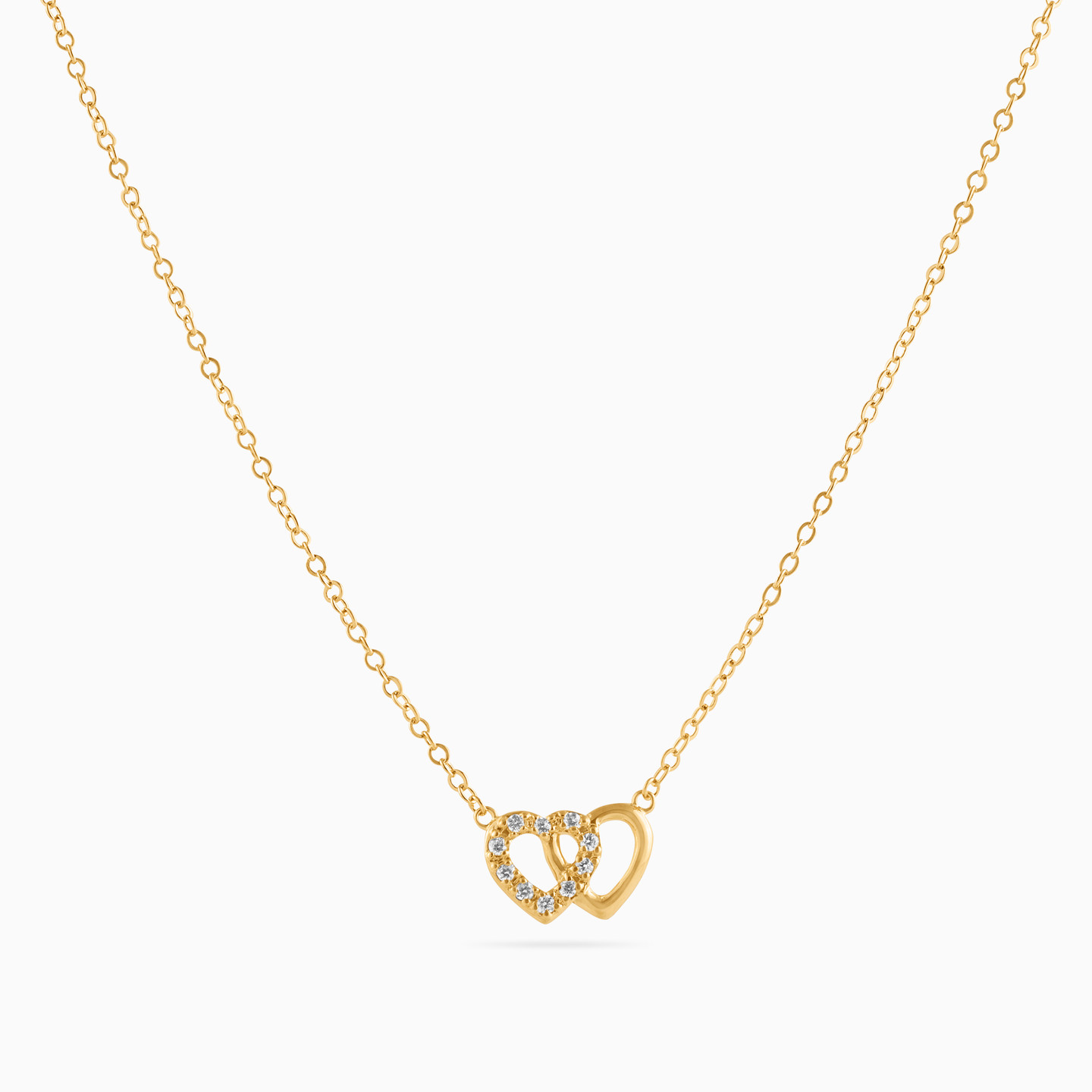 Heart Cubic Zirconia Gold Plated Necklace - 3 Heart Cubic Zirconia Gold Plated Necklace - 3