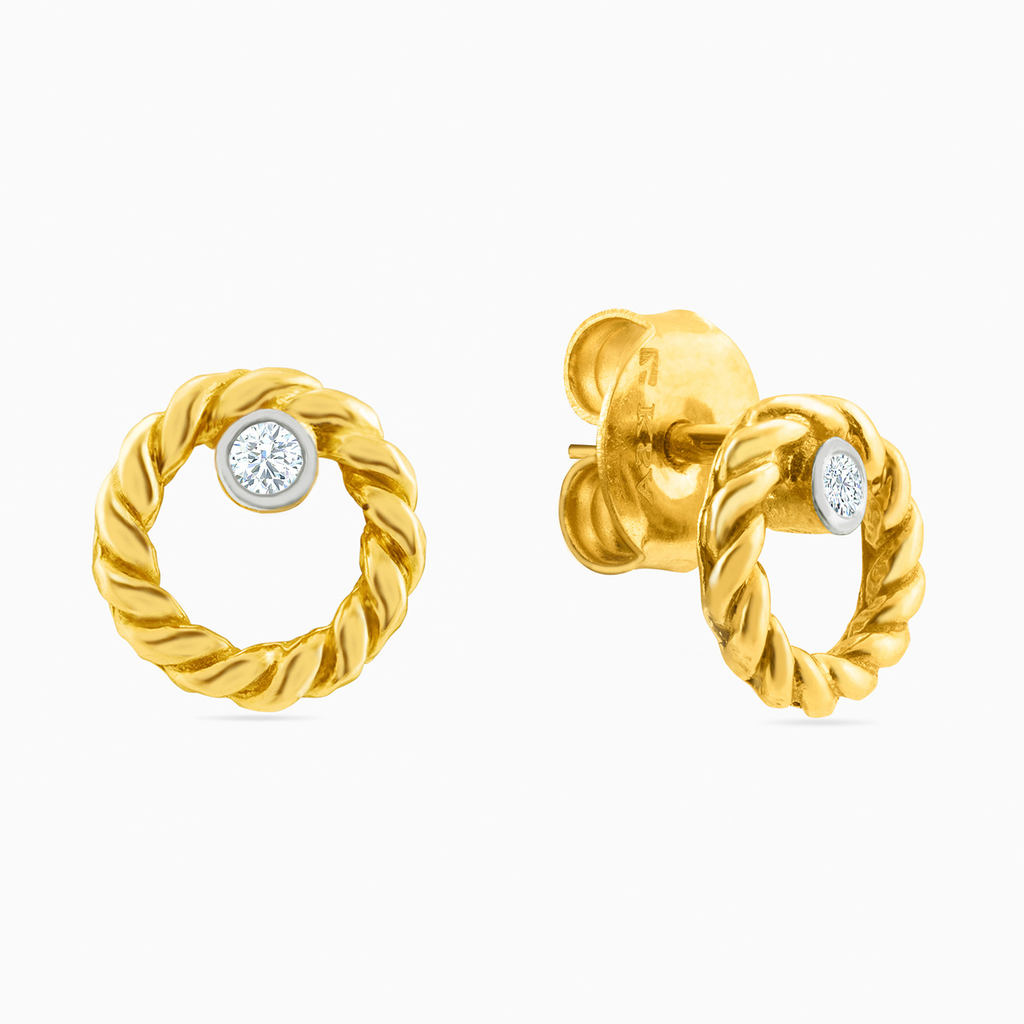 Kids Circle Clear Stone Stud Earrings in 18K Gold Kids Circle Clear Stone Stud Earrings in 18K Gold