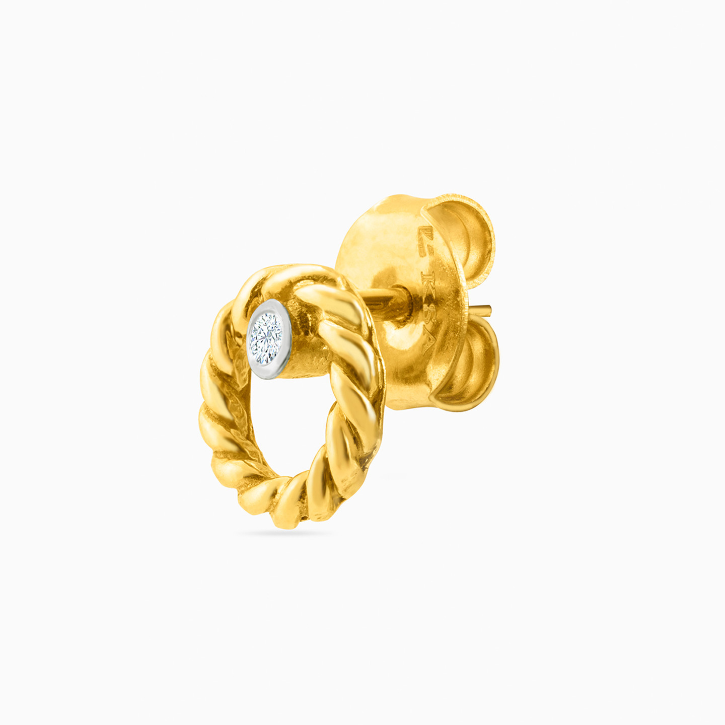 أقراط صغيرة ذهب دائرة عيار 18 قيراط مزينة بحجر شفاف للأطفال - 3 أقراط صغيرة ذهب دائرة عيار 18 قيراط مزينة بحجر شفاف للأطفال - 3