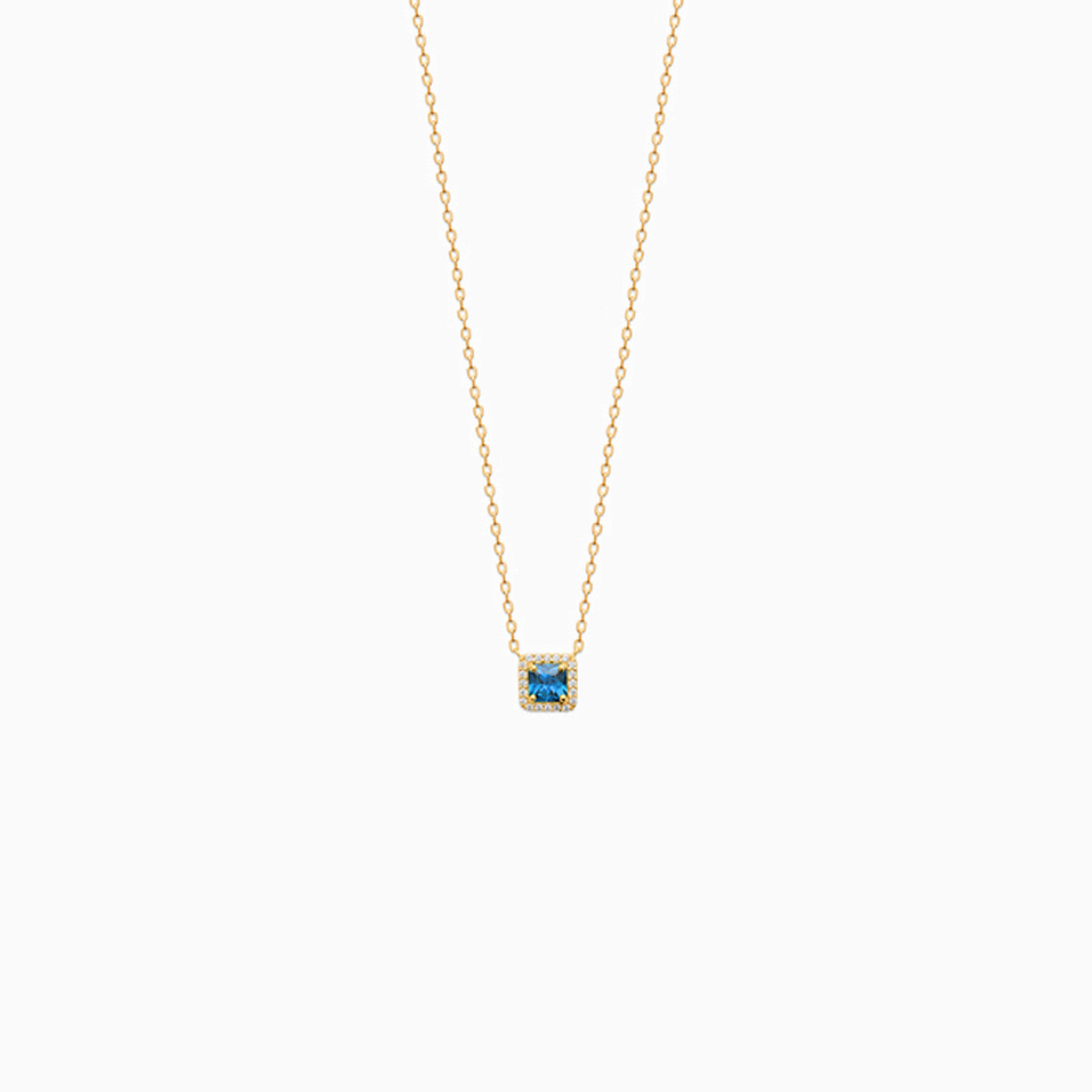 Square Blue Stone Gold Plated Necklace Square Blue Stone Gold Plated Necklace