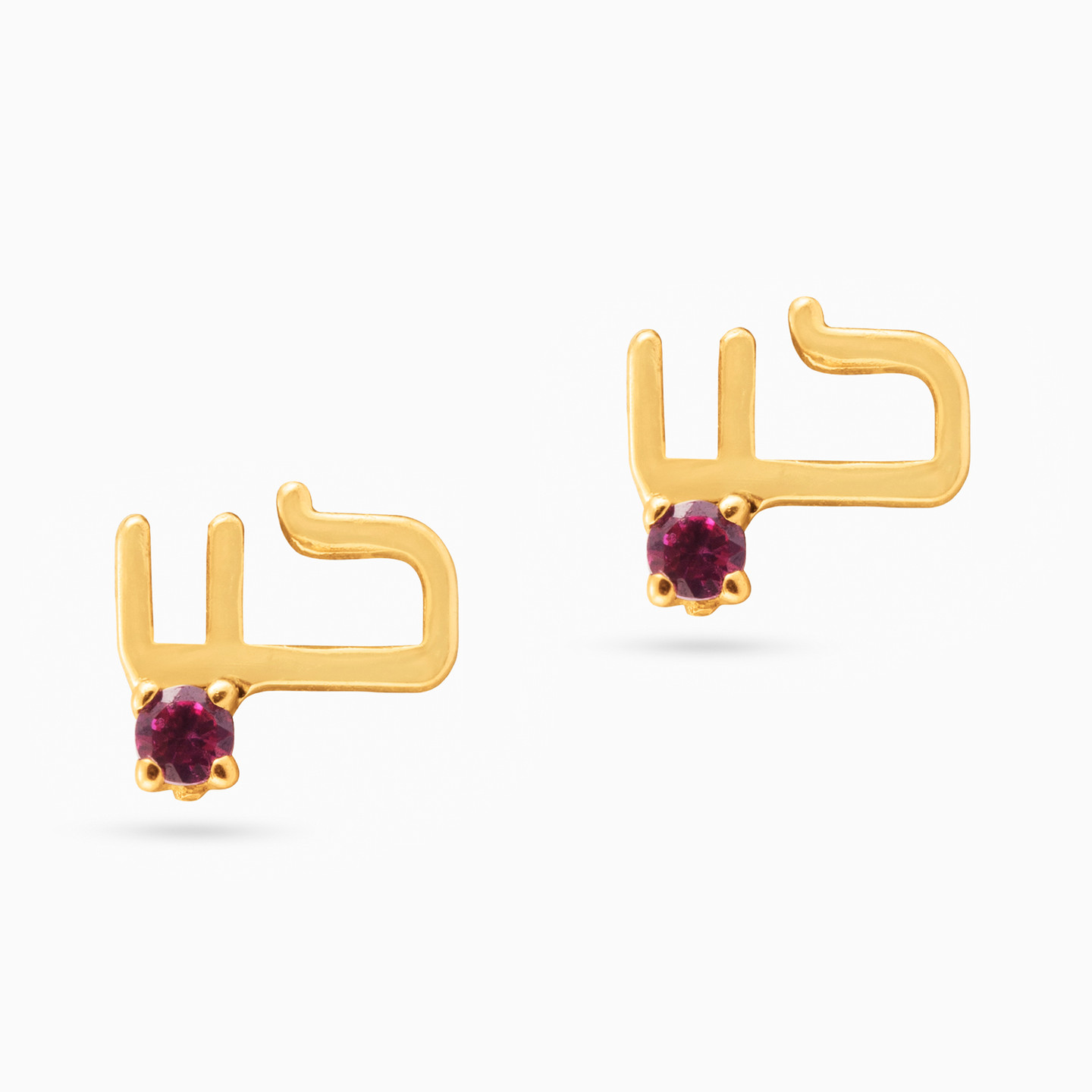 Kids Hubb Word Rose Stone Stud Earrings in 18K Gold