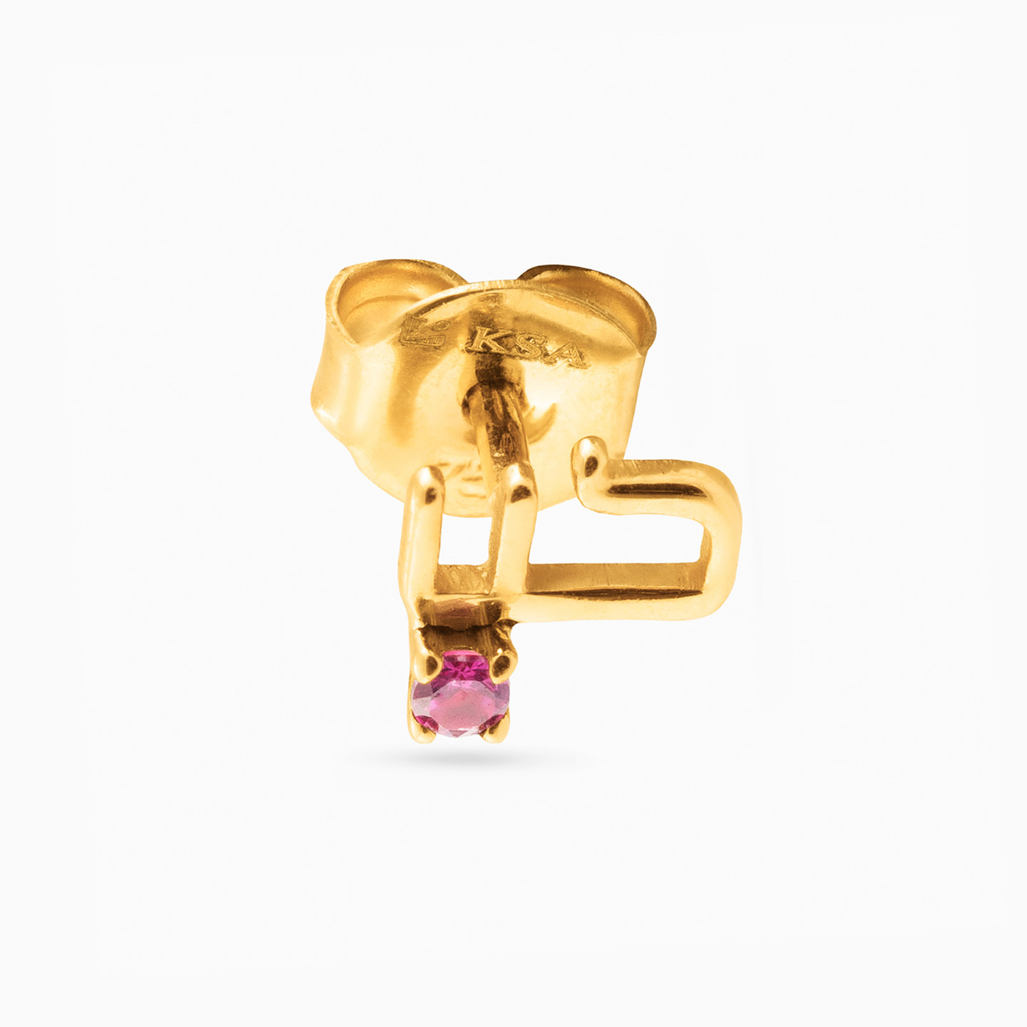 Kids Hubb Word Rose Stone Stud Earrings in 18K Gold - 3