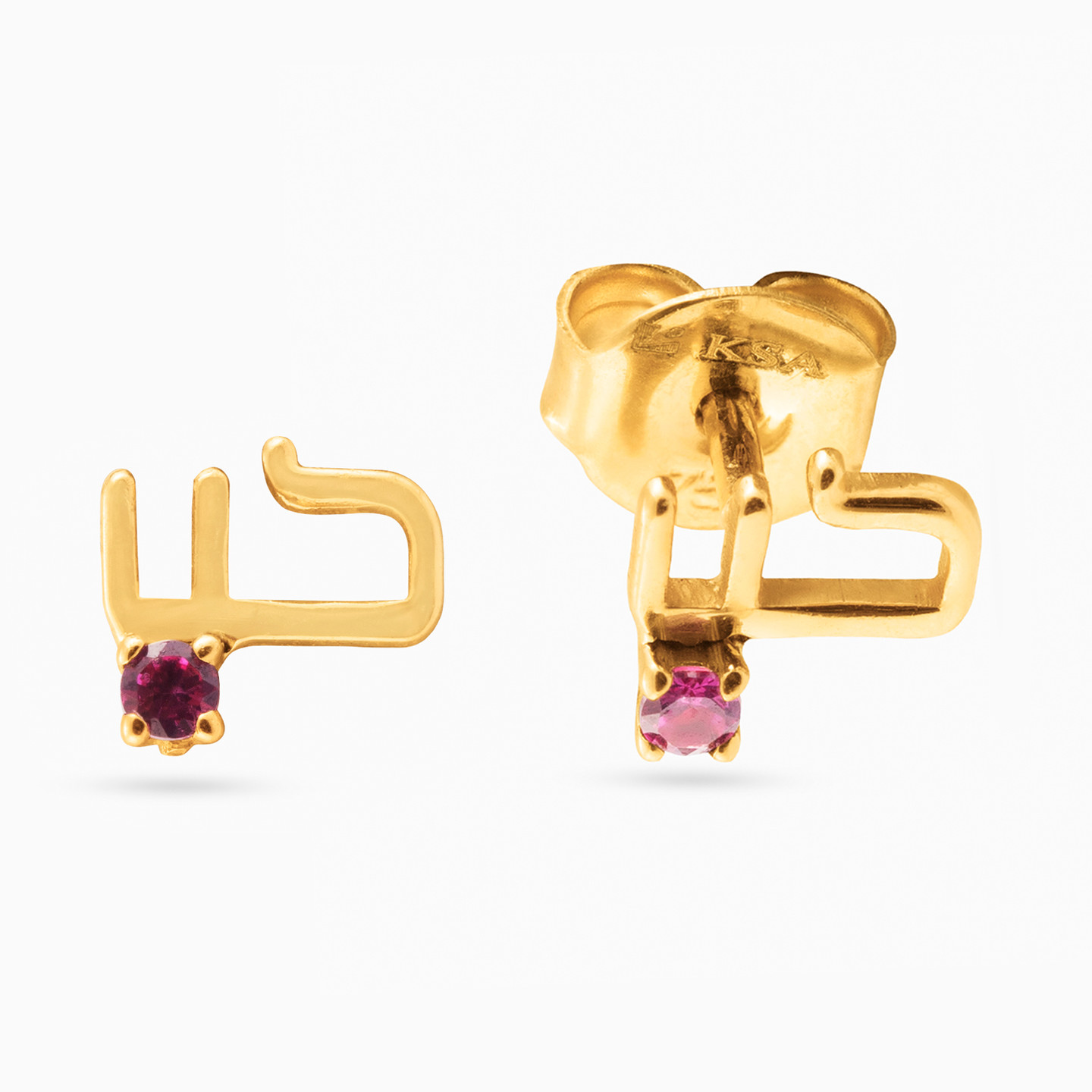 Kids Hubb Word Rose Stone Stud Earrings in 18K Gold - 2
