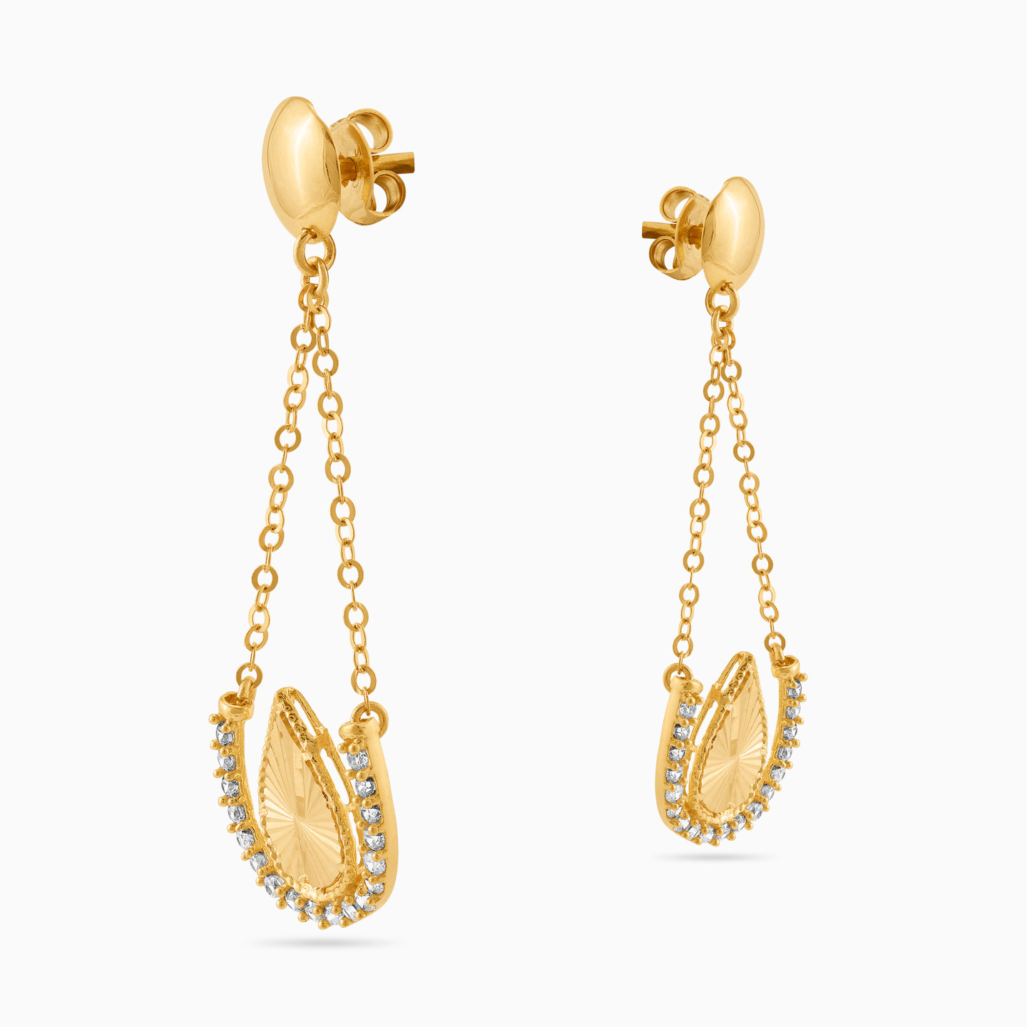 21K Gold Cubic Zirconia Drop Earrings - 3