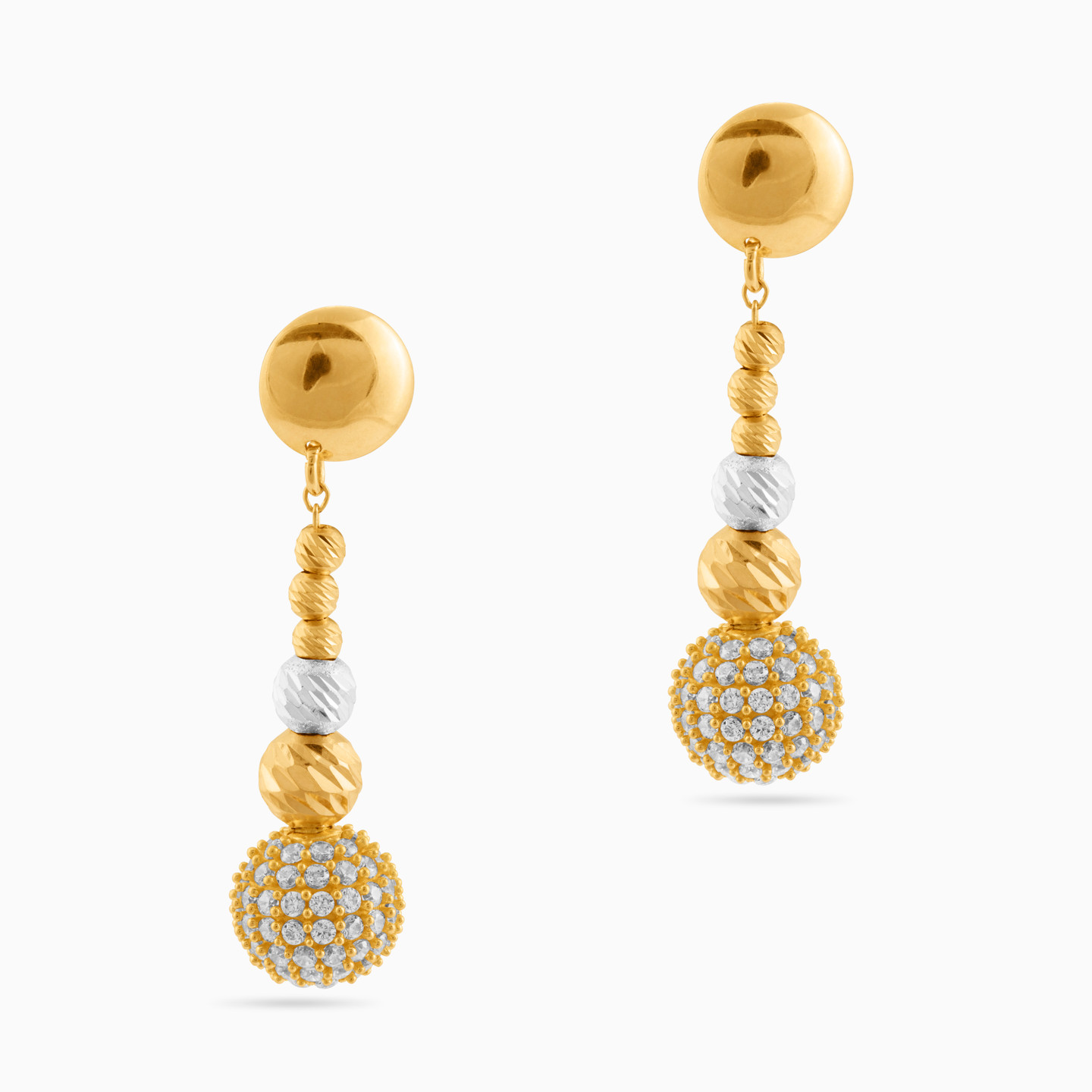 21K Gold Cubic Zirconia Drop Earrings