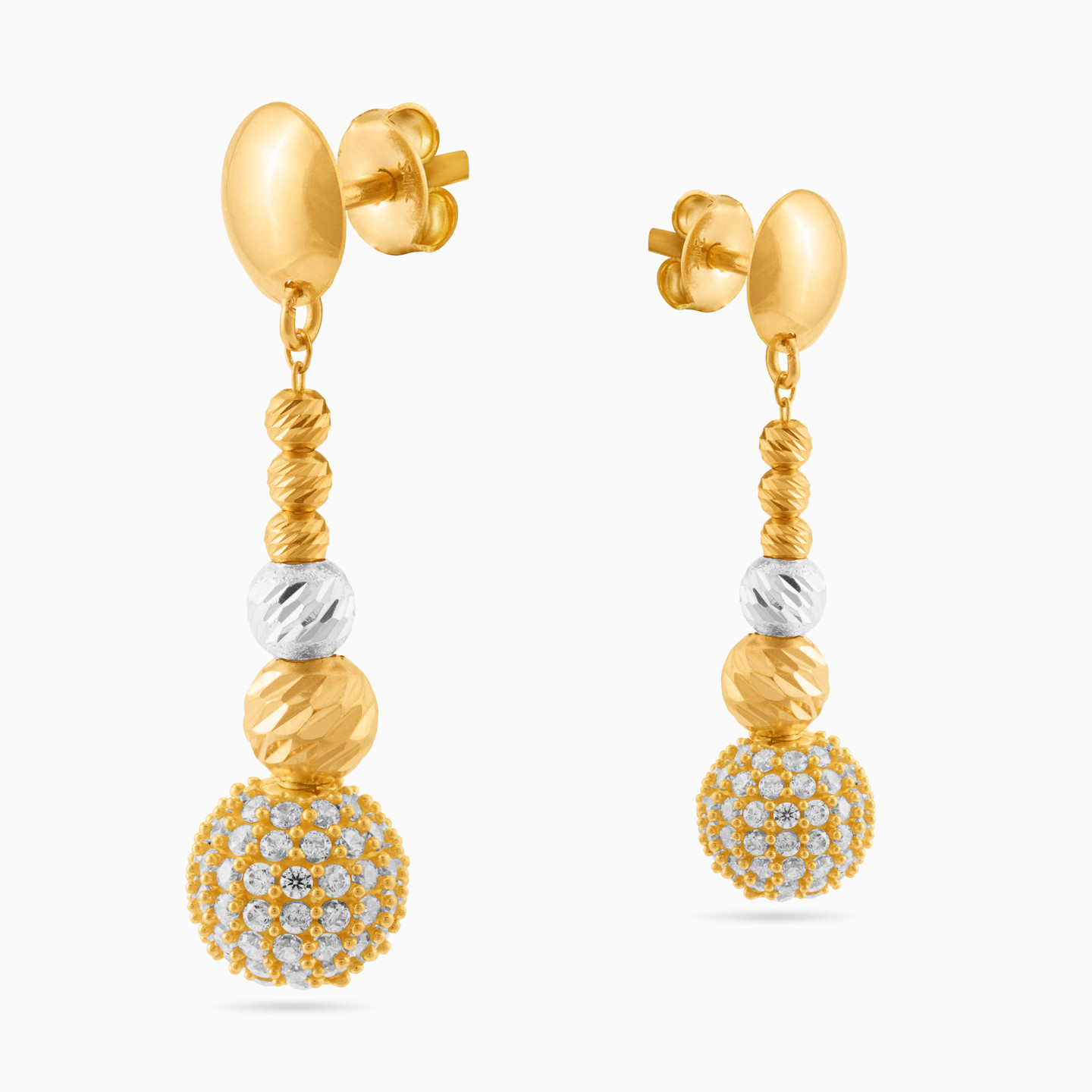 21K Gold Cubic Zirconia Drop Earrings - 3