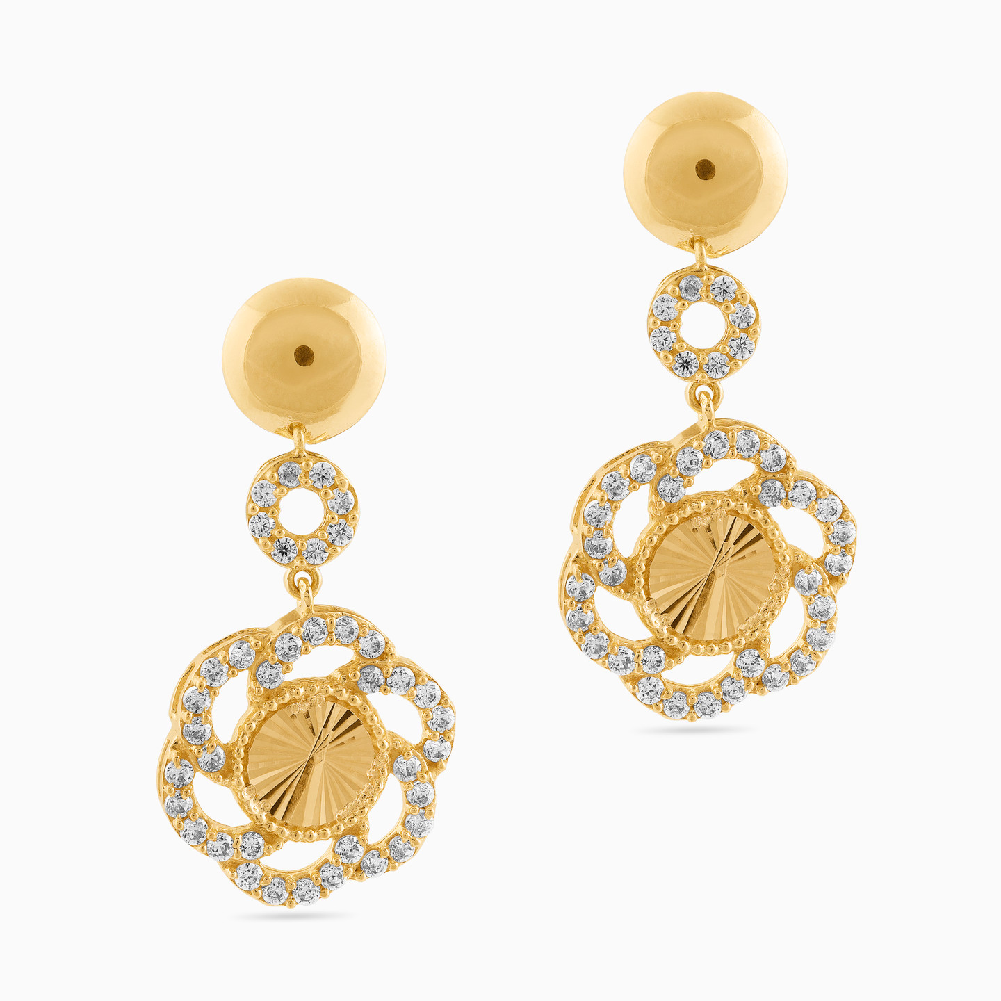 21K Gold Cubic Zirconia Drop Earrings