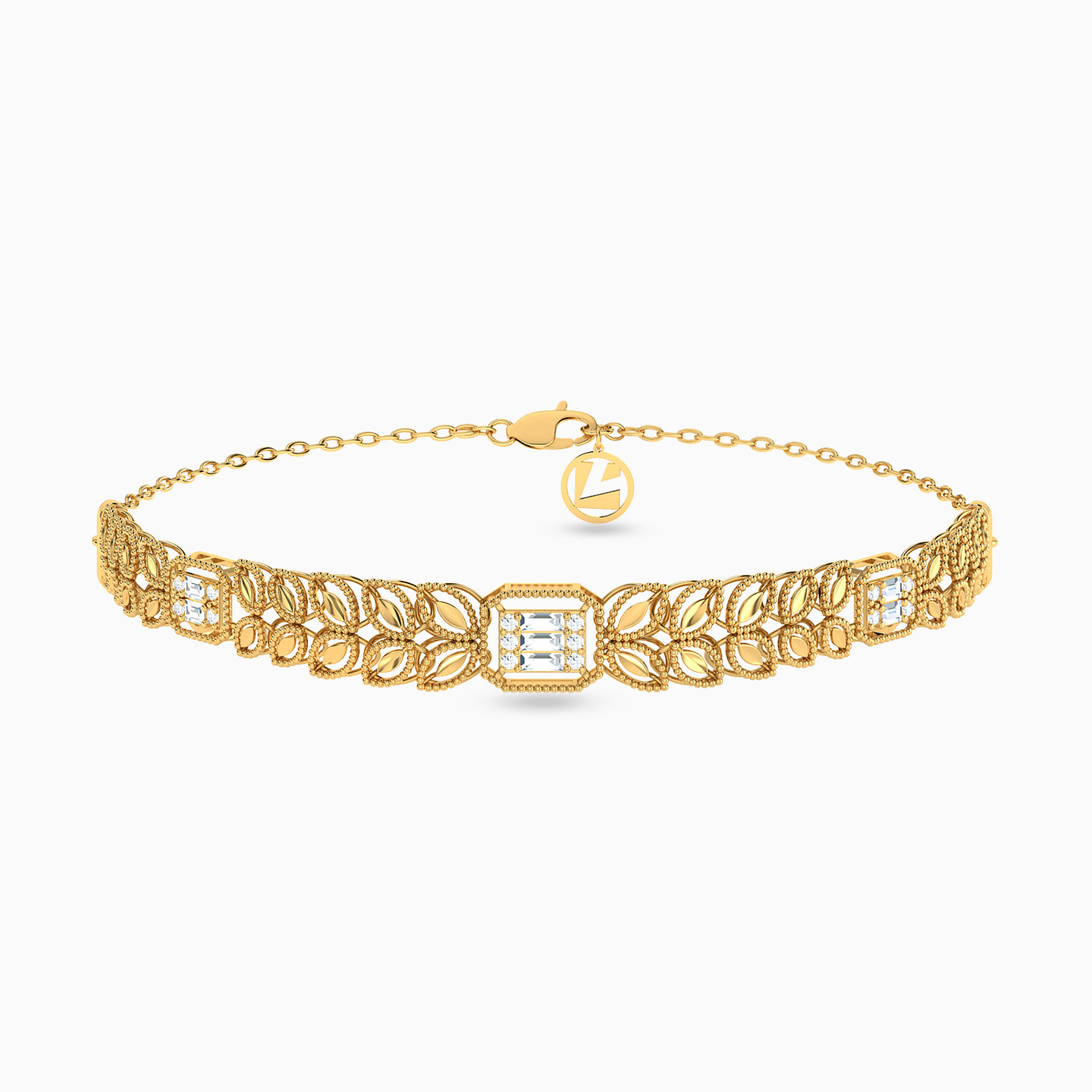 21K Gold Cubic Zirconia Chain Bracelet