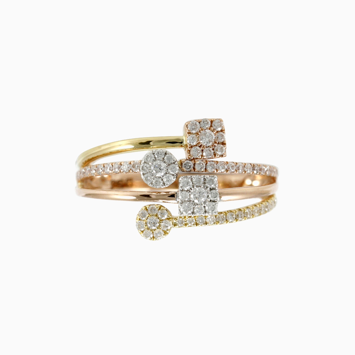 Multishaped Diamond Two headed Ring in 18K Gold - 3 Multishaped Diamond Two headed Ring in 18K Gold - 3