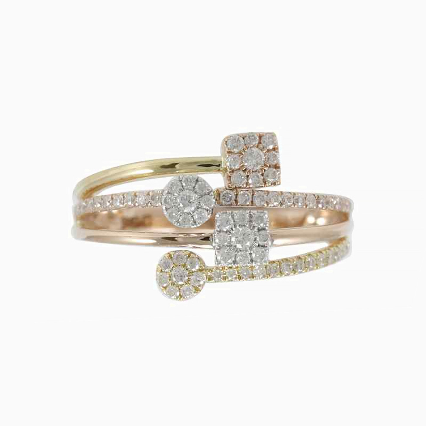 Multishaped Diamond Two headed Ring in 18K Gold - 2 Multishaped Diamond Two headed Ring in 18K Gold - 2