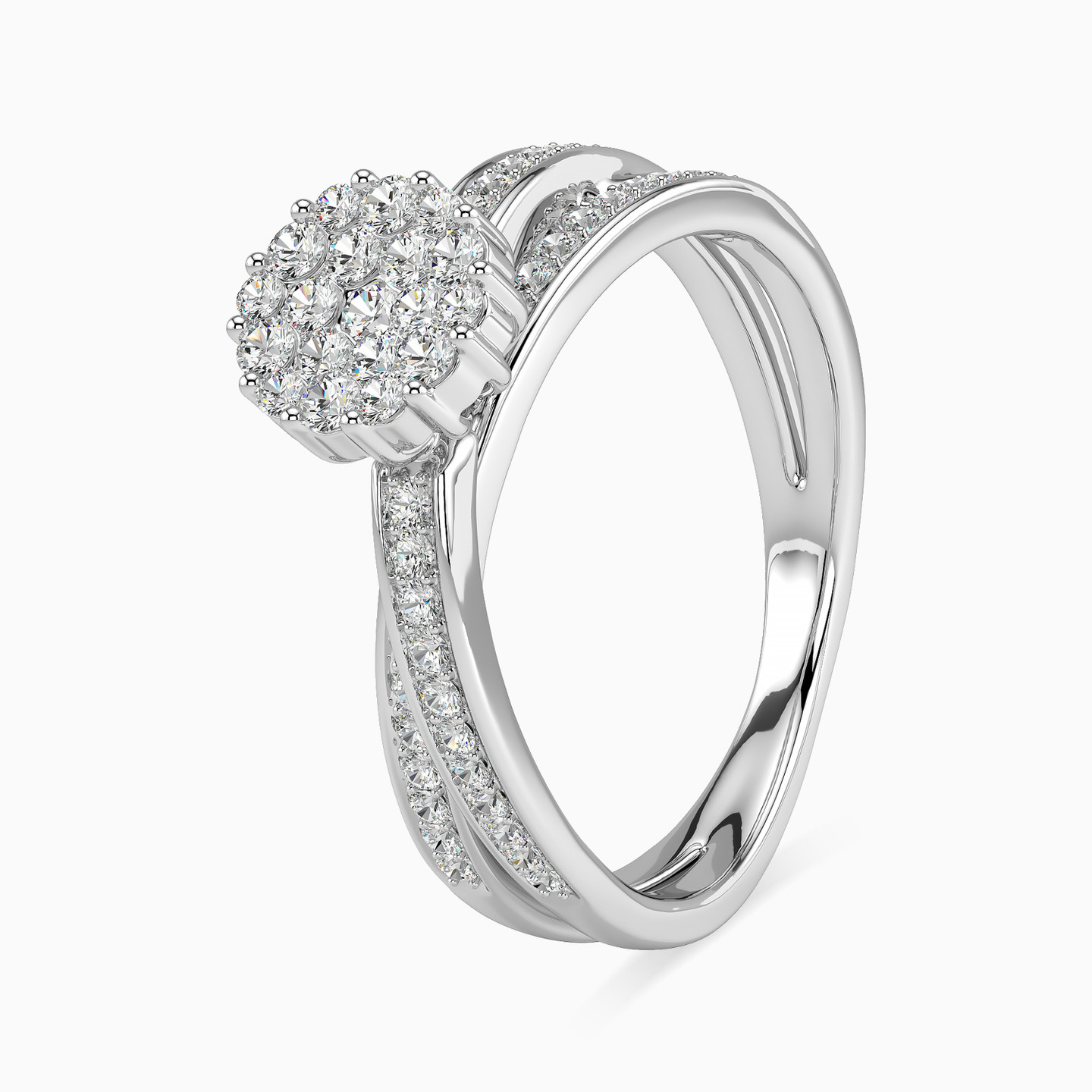 خاتم توينز ذهب دائري عيار 18 قيراط مزين بالألماس - 3 خاتم توينز ذهب دائري عيار 18 قيراط مزين بالألماس - 3