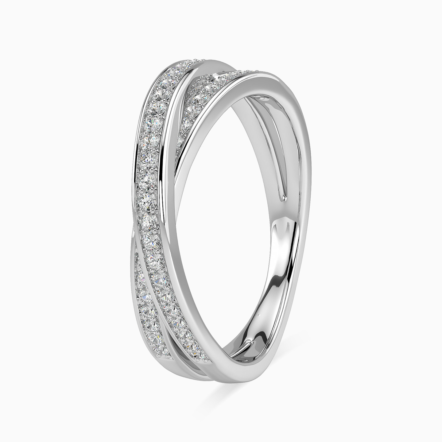 خاتم توينز ذهب دائري عيار 18 قيراط مزين بالألماس - 4 خاتم توينز ذهب دائري عيار 18 قيراط مزين بالألماس - 4