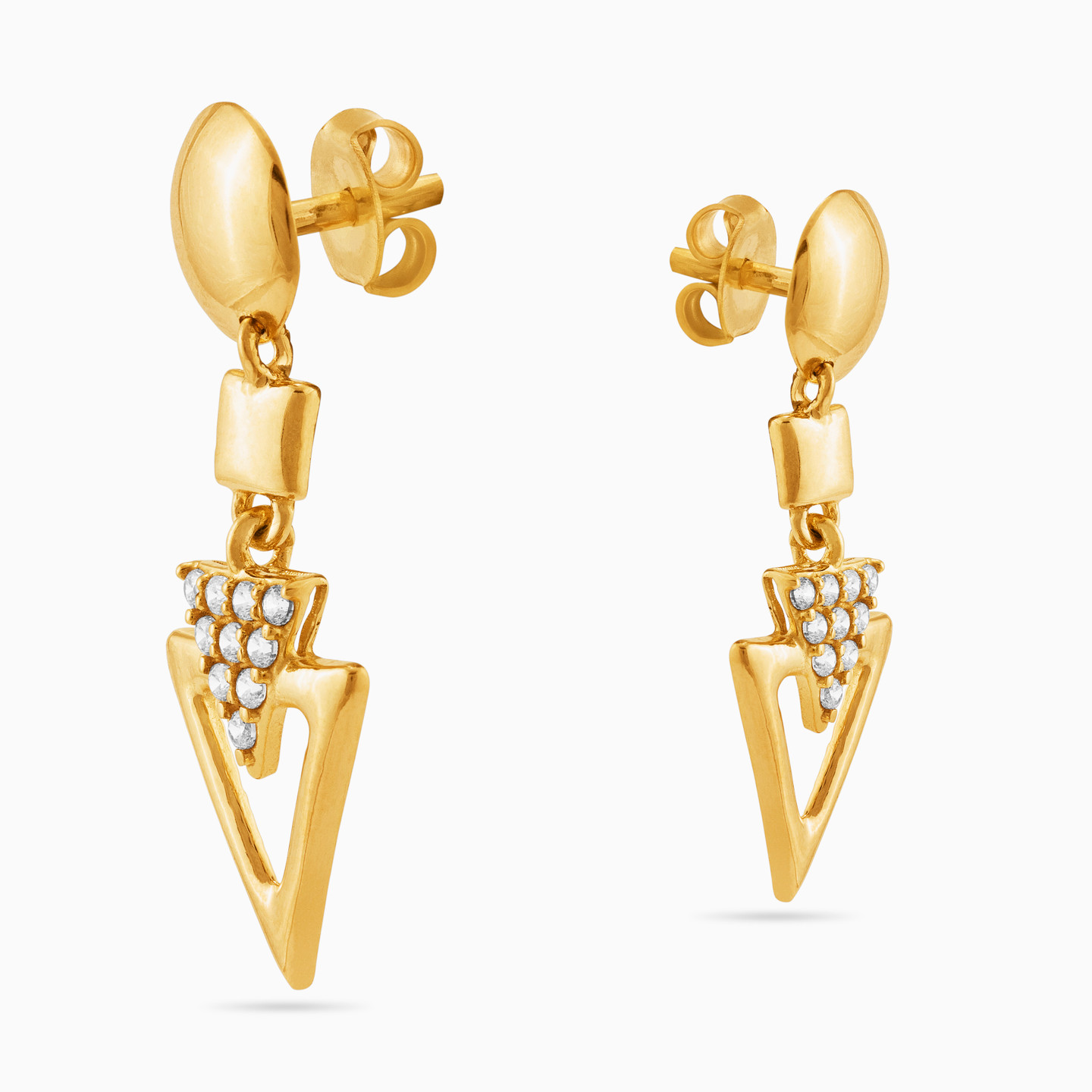 21K Gold Cubic Zirconia Drop Earrings - 3