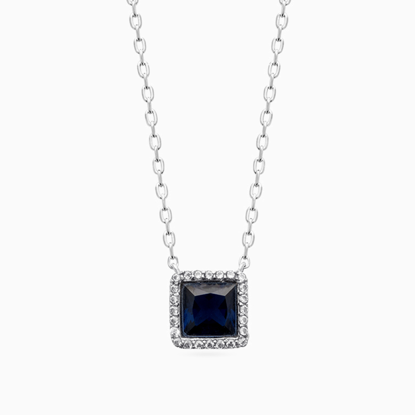 Square Blue Stone Sterling Silver Necklace Square Blue Stone Sterling Silver Necklace