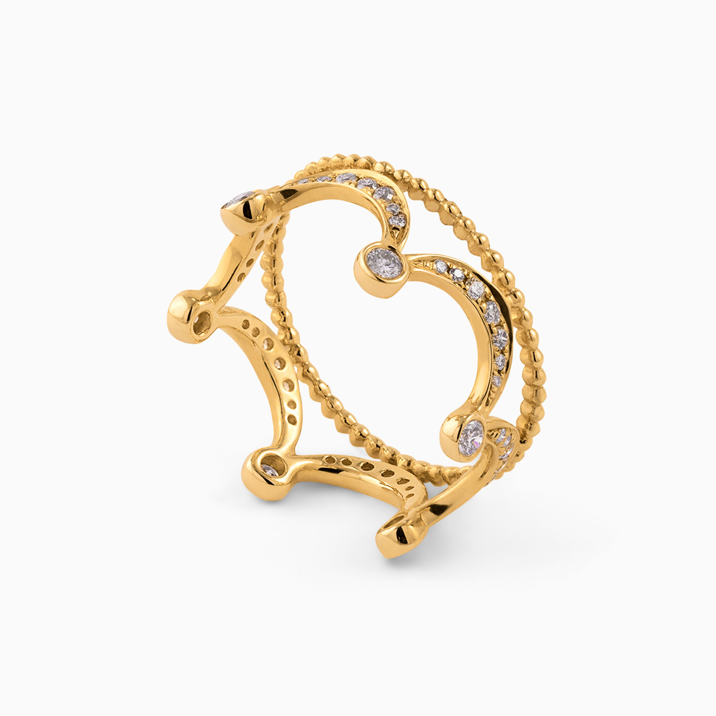Crown Diamond Ring in 18K Gold - 2 Crown Diamond Ring in 18K Gold - 2