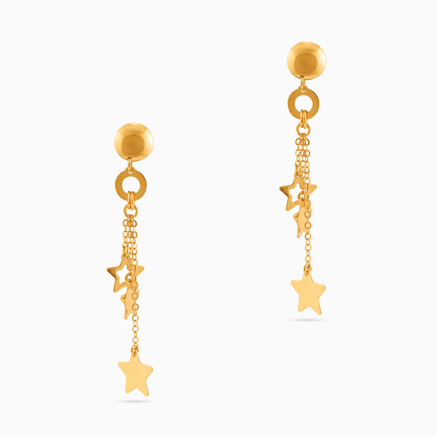 Star Drop Earrings in 21K Gold - 3 Star Drop Earrings in 21K Gold - 3