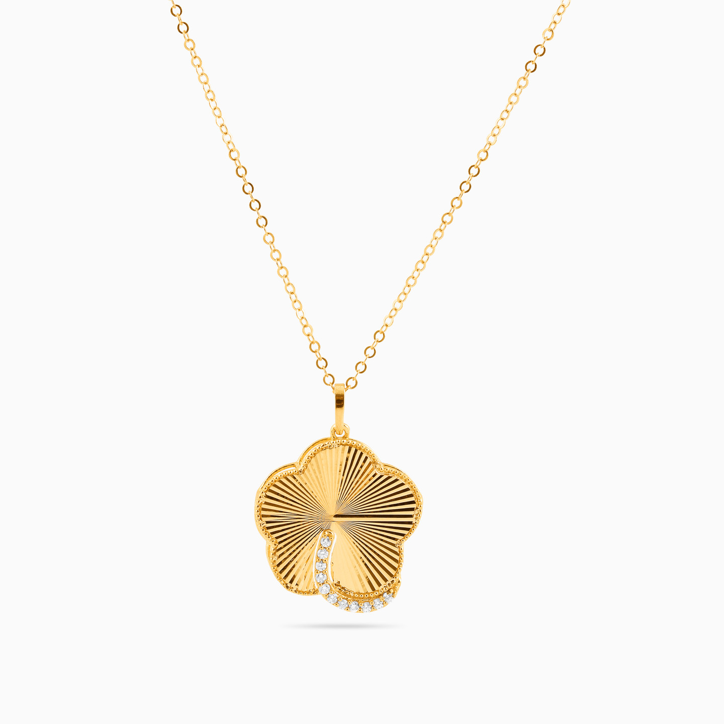 21K Gold Cubic Zirconia Pendant Necklace - 3
