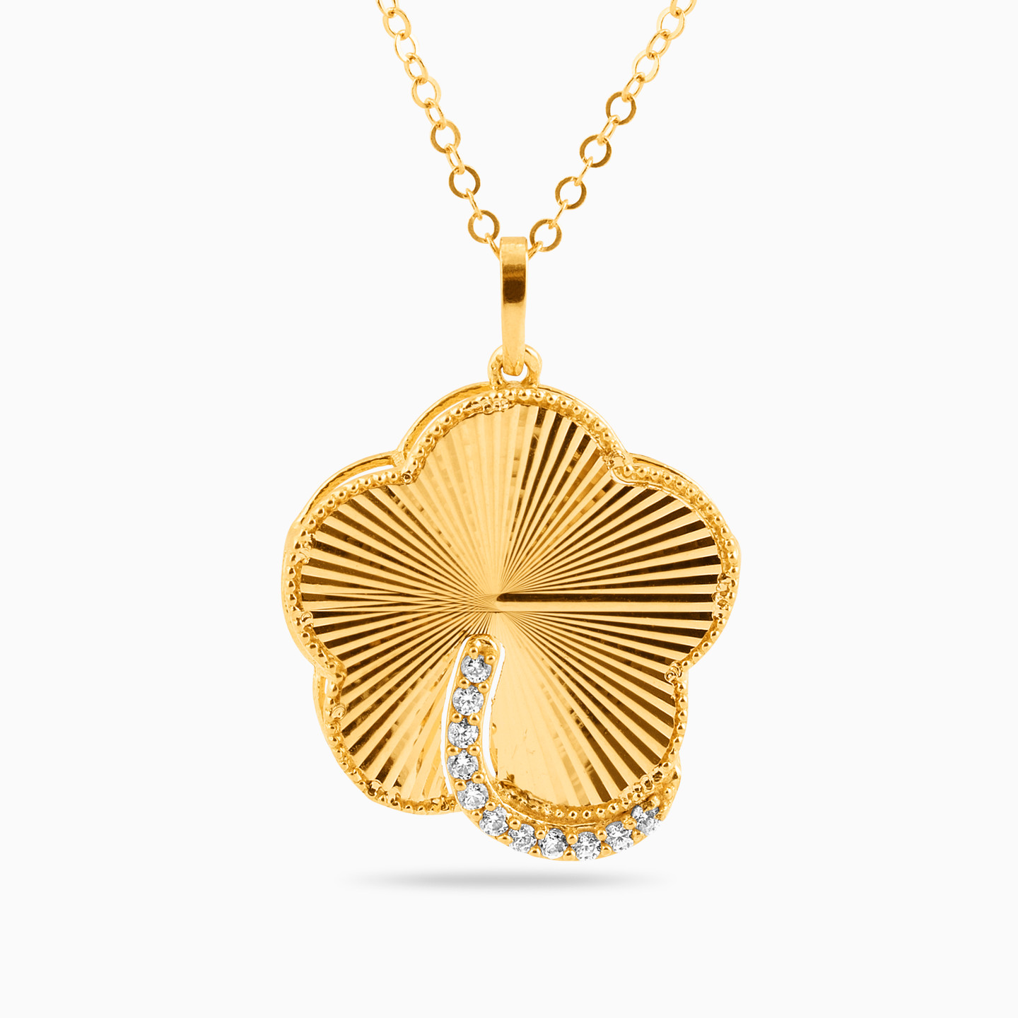 21K Gold Cubic Zirconia Pendant Necklace