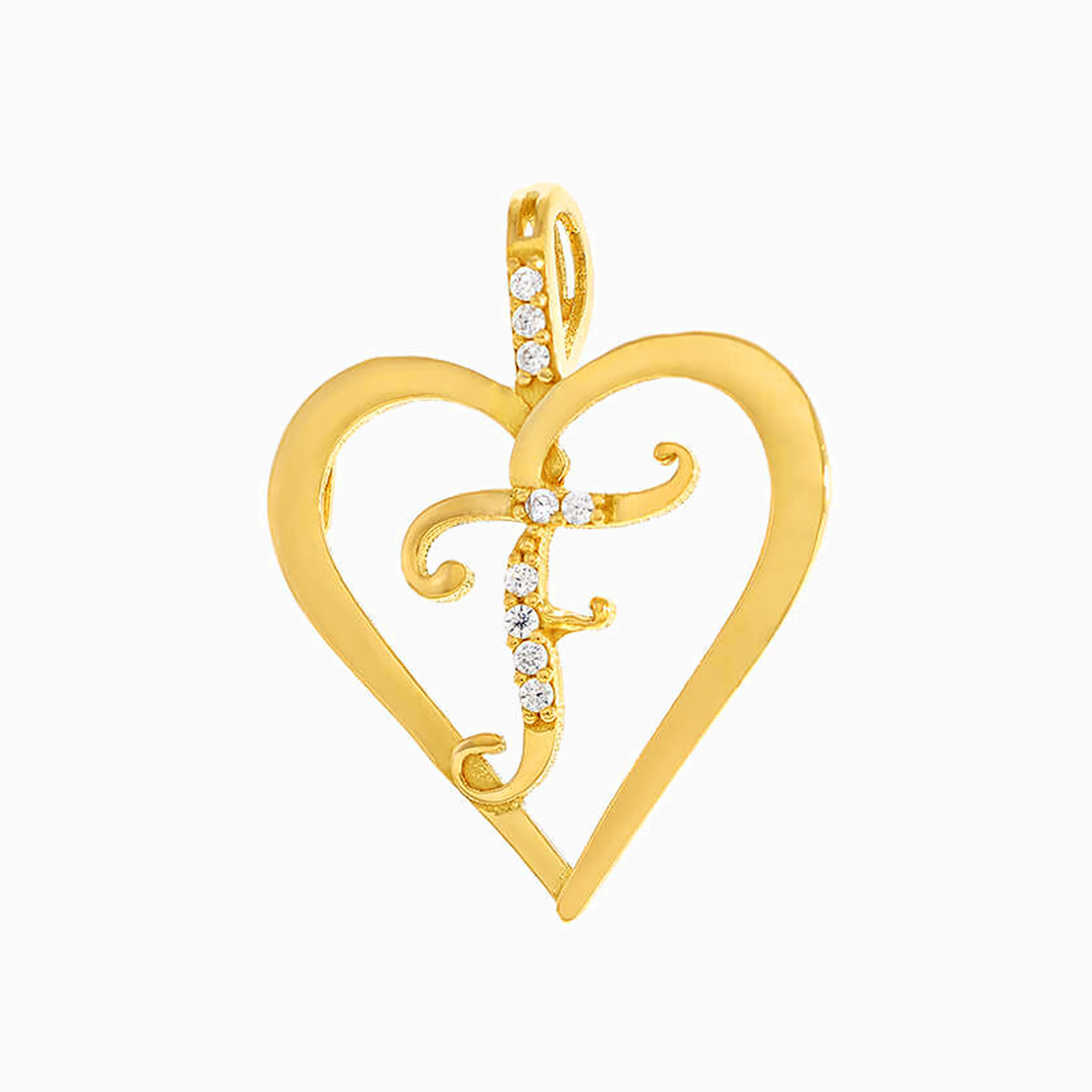 Letter F Cubic Zirconia Pendant in 21K Gold Letter F Cubic Zirconia Pendant in 21K Gold