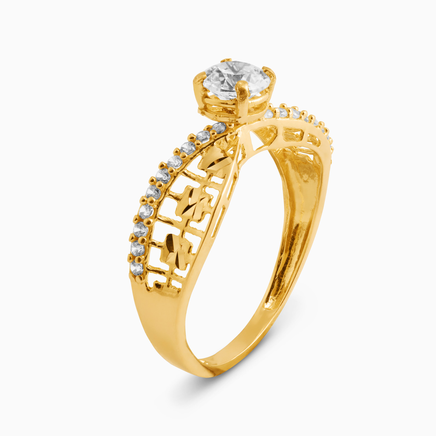 Circle Cubic Zirconia Twin Rings in 21K Gold - 2