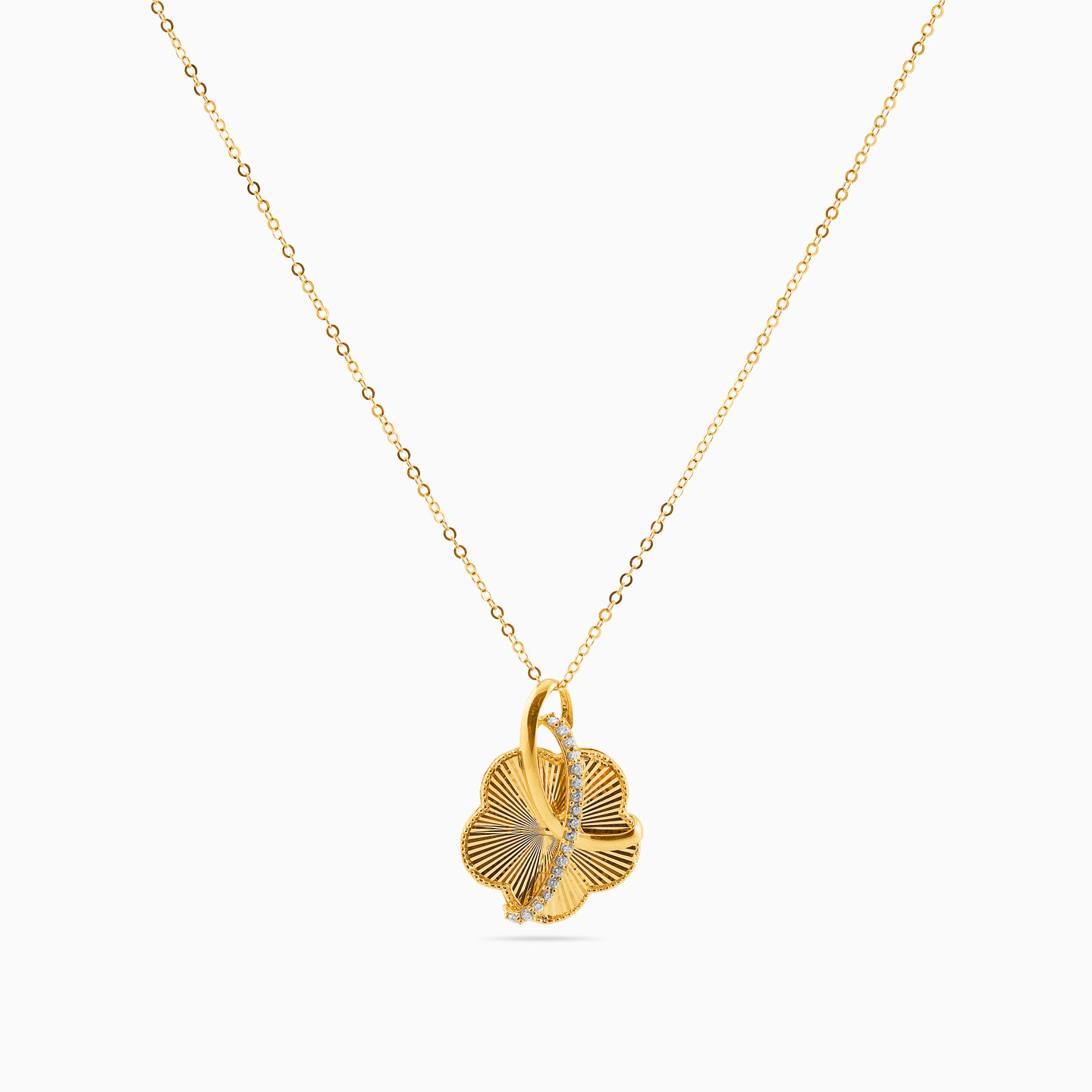 Flower Cubic Zirconia Necklace in 21K Gold - 3