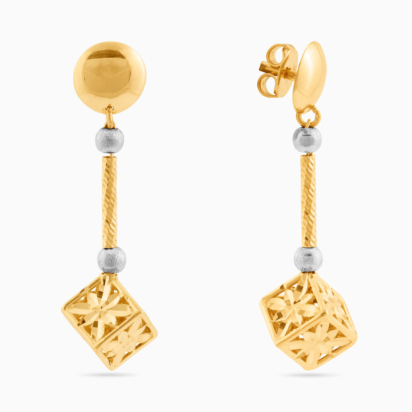 21K Gold Drop Earrings - 2